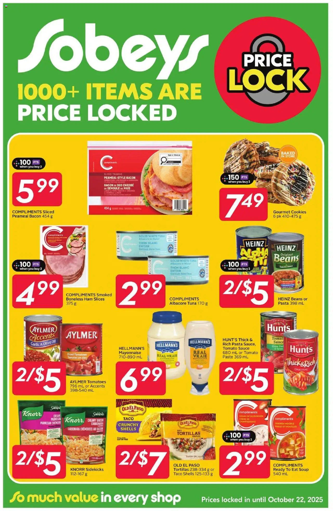 Sobeys flyer valid from 18.09.2025 | Page: 1 | Products: Cream, Oil, Ham, Tomatoes