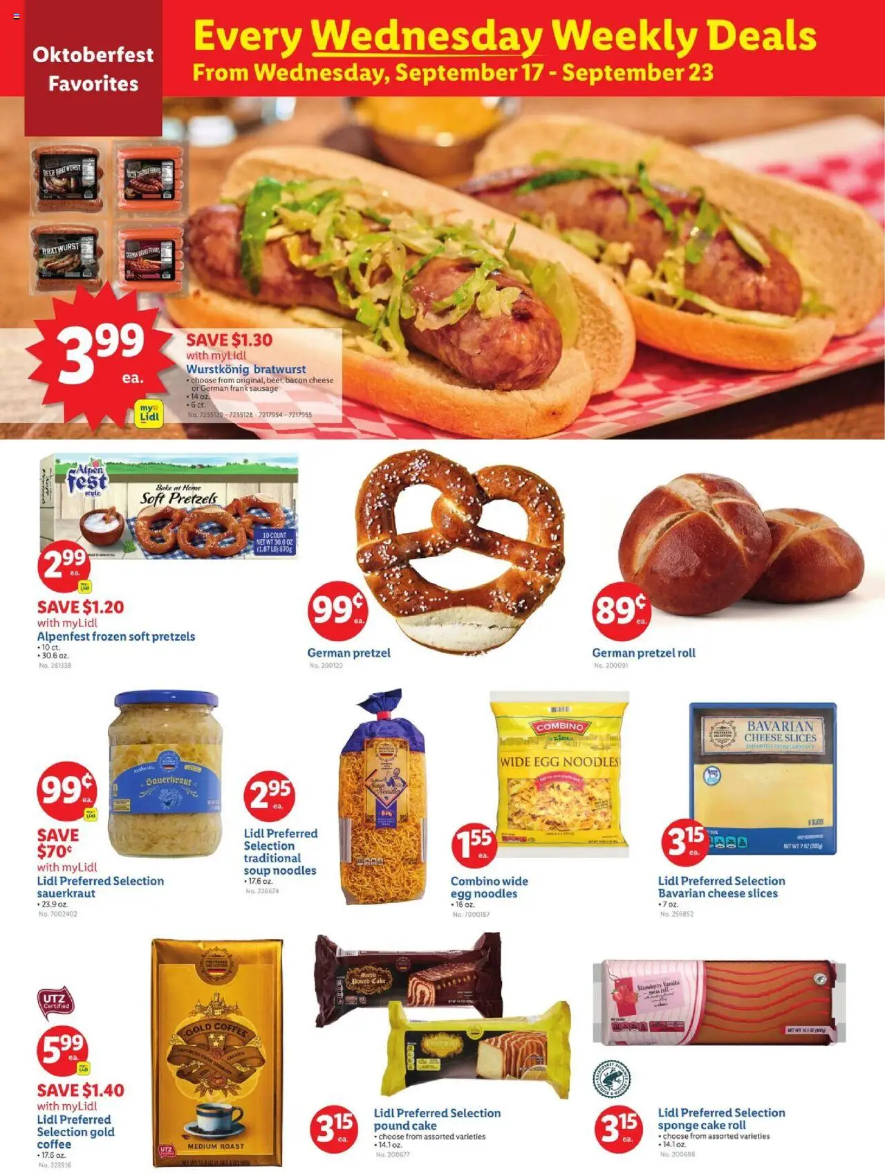 Lidl Weekly Ad - DC - valid from 17.09.2025 | Page: 4 | Products: Cheese, Coffee, Noodles, Sausage