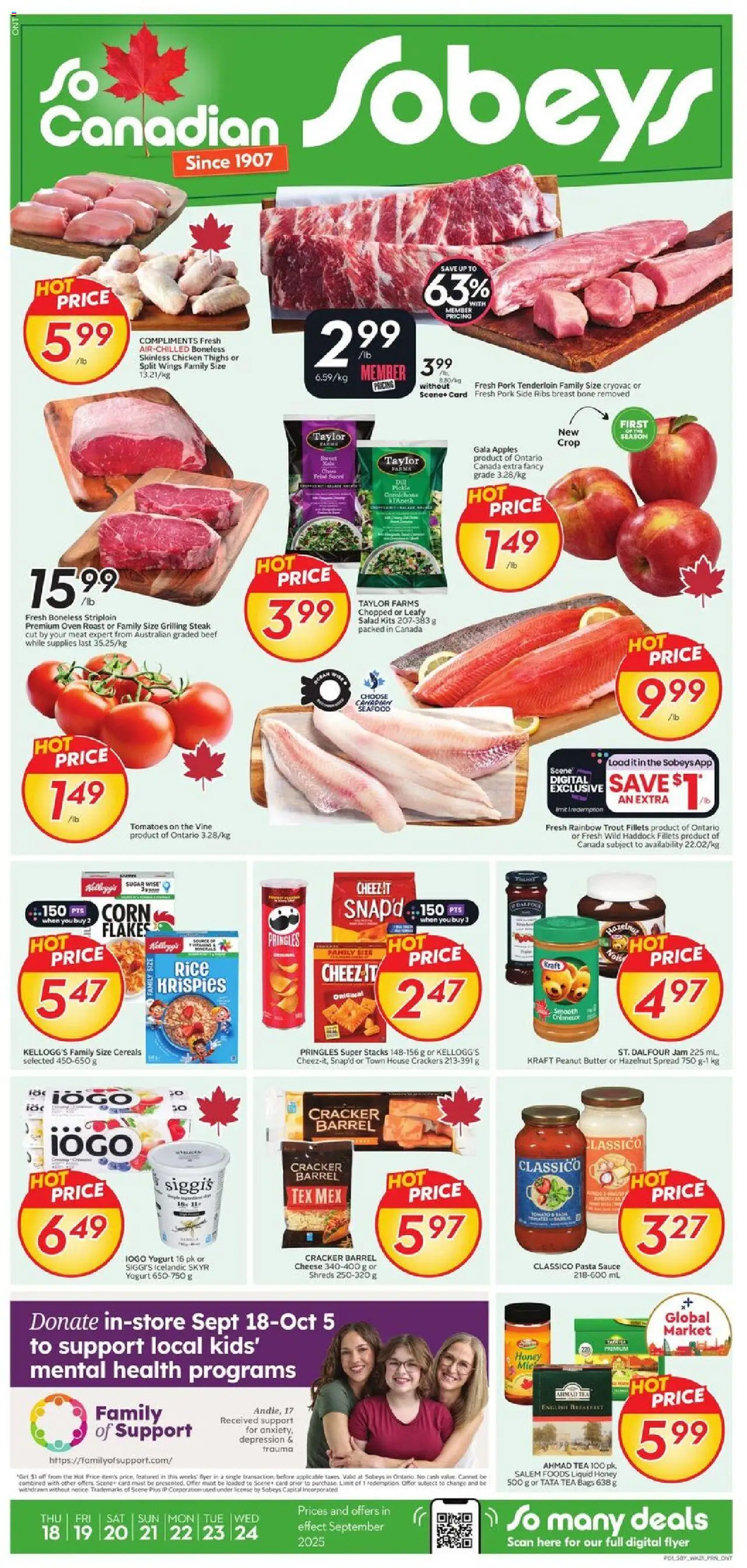 Sobeys flyer valid from 18.09.2025 | Page: 1 | Products: Rice, Cereals, Oven, Butter