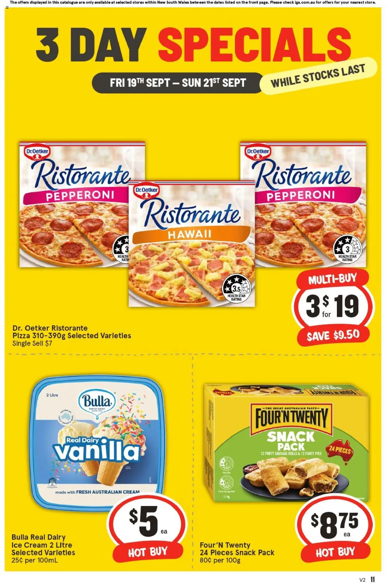 IGA catalogue - valid from 19.09.2025 | Page: 3 | Products: Cream, Ice cream, Sausage, Pies