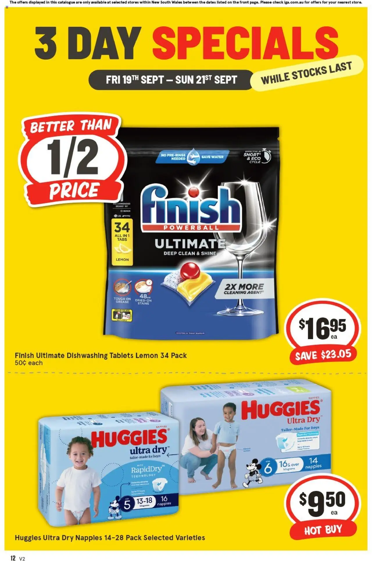 IGA catalogue - valid from 19.09.2025 | Page: 4 | Products: Nappies, Water, Lemon, Tablets