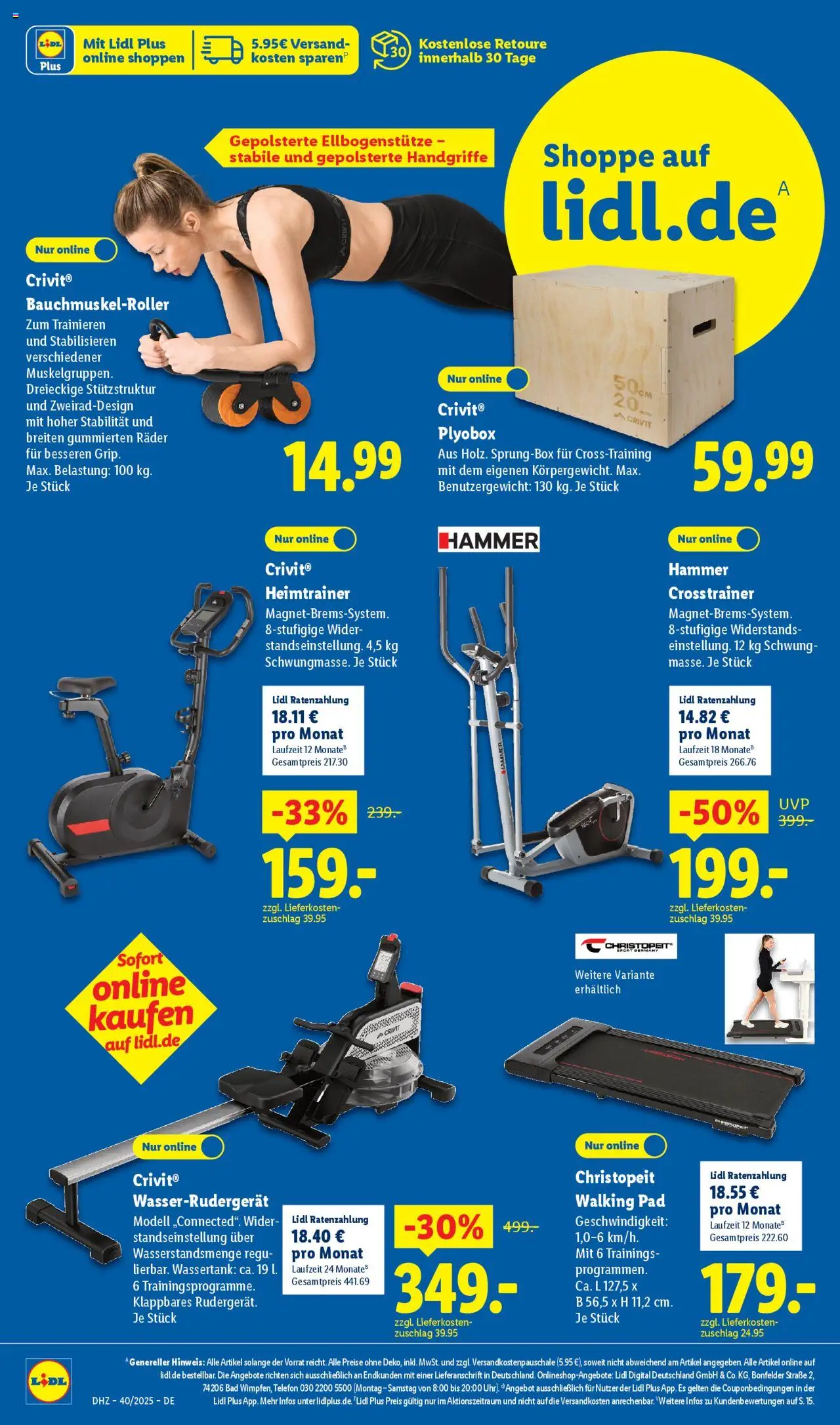Lidl Prospekt Holzminden – gültig ab 29.09.2025 | Seite: 2 | Produkte: Walking, Heimtrainer, Crosstrainer, Telefon