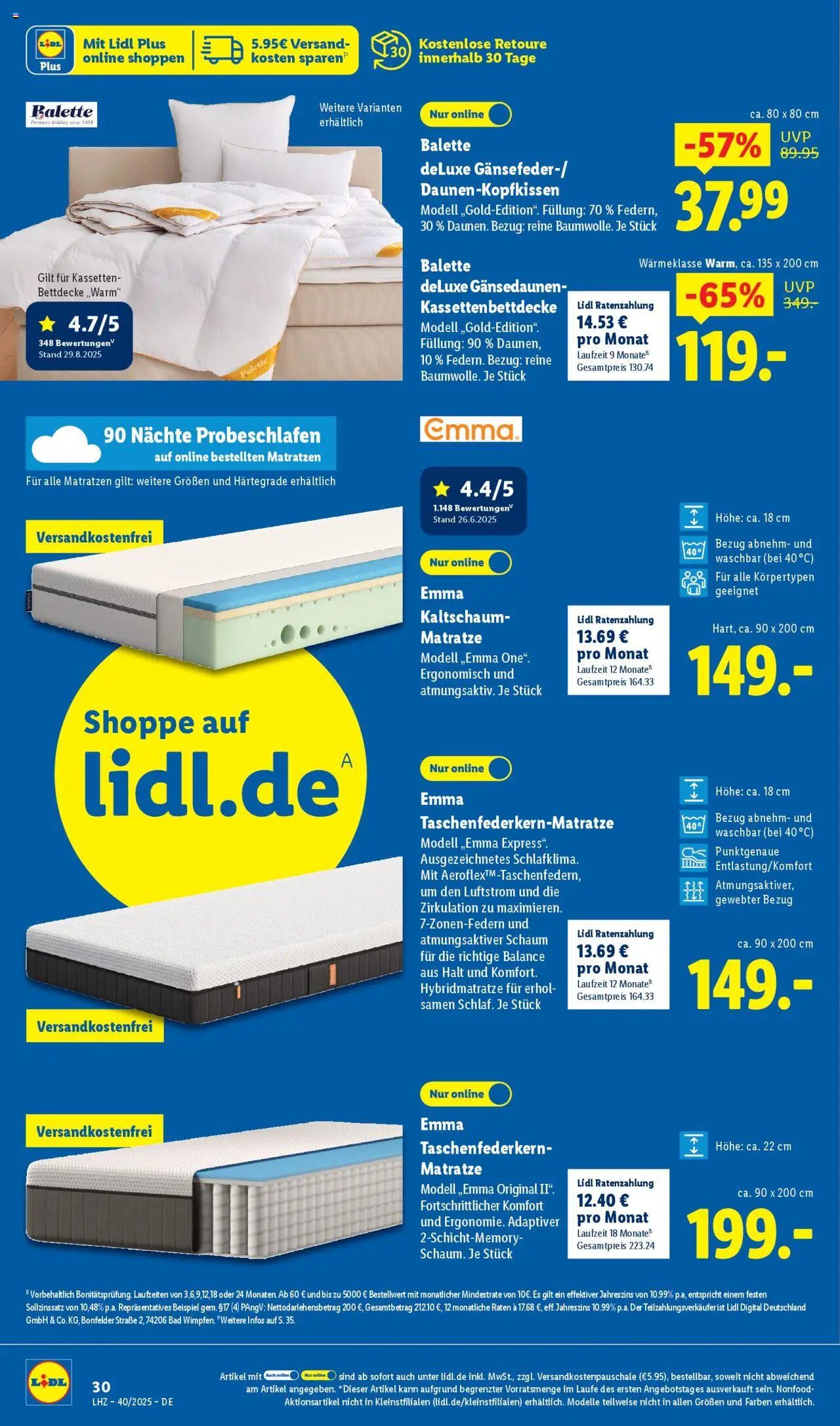 Lidl Prospekt Holzminden – gültig ab 29.09.2025 | Seite: 22 | Produkte: Matratze, Bad, Bettdecke