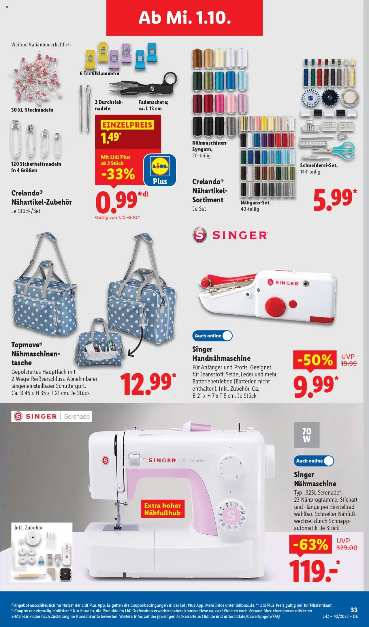 Lidl Prospekt Holzminden – gültig ab 29.09.2025 | Seite: 25 | Produkte: Tasche, Nähmaschine, Batterien