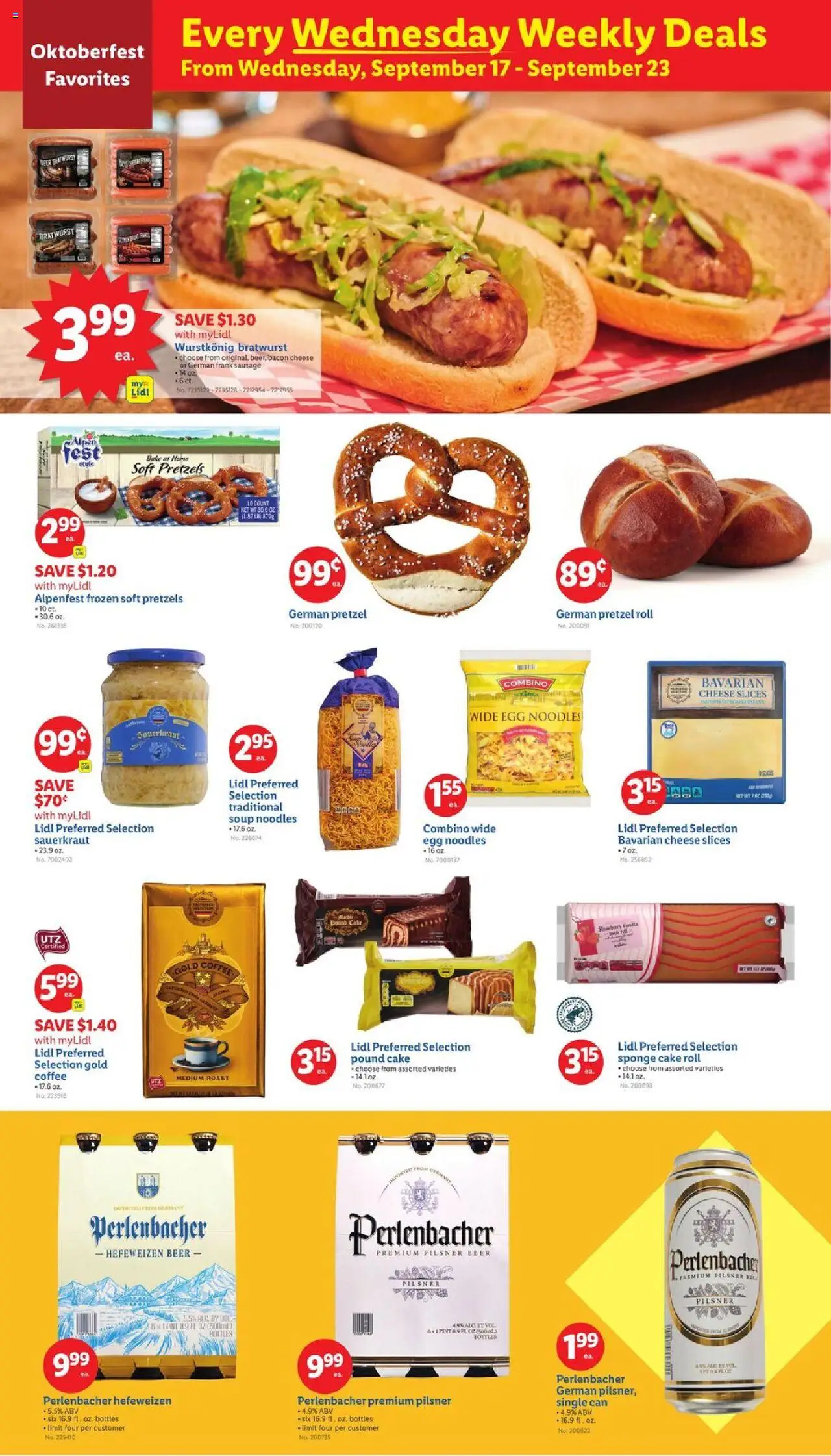 Lidl Weekly Ad - NY - valid from 17.09.2025 | Page: 4 | Products: Coffee, Noodles, Sponge, Sausage