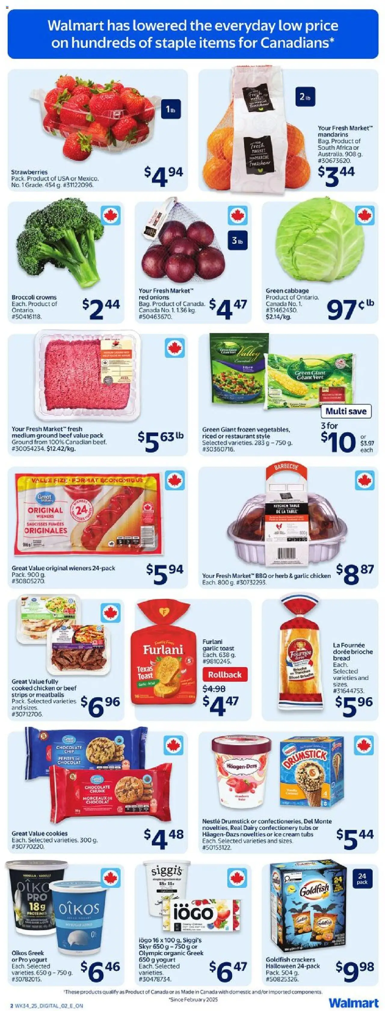Walmart flyer valid from 18.09.2025 | Page: 3 | Products: Beef, Strawberries, Table, Chocolate