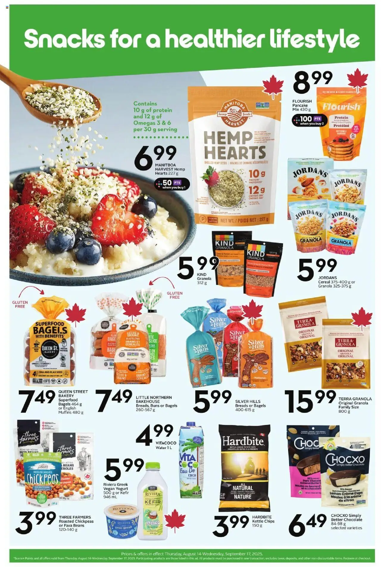 Sobeys flyer valid from 14.08.2025 | Page: 2 | Products: Kettle, Butter, Yogurt, Chocolate