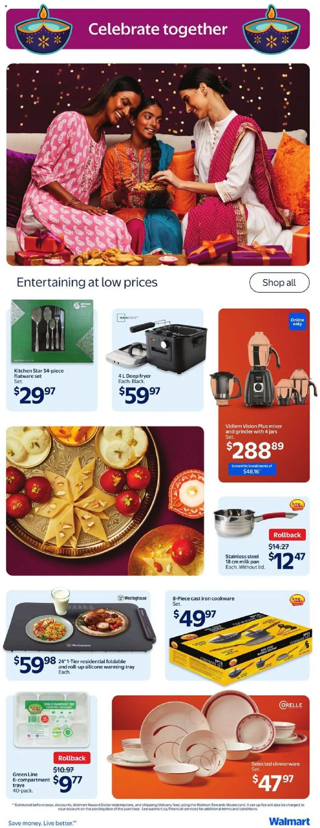 Walmart flyer valid from 18.09.2025 | Page: 3 | Products: Grinder, Mixer, Fryer, Milk