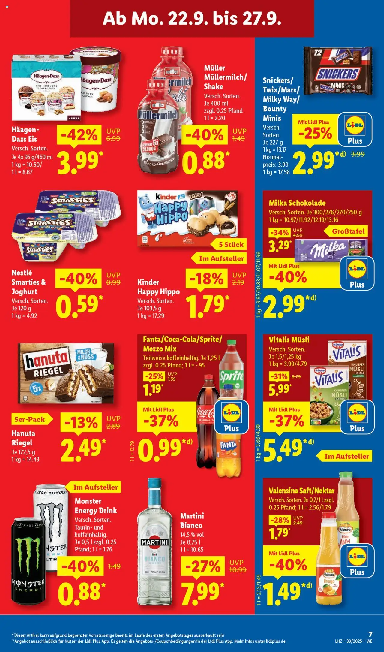 Lidl Prospekt Hilders – gültig ab 22.09.2025 | Seite: 15 | Produkte: Martini, Energy, Snickers, Monster