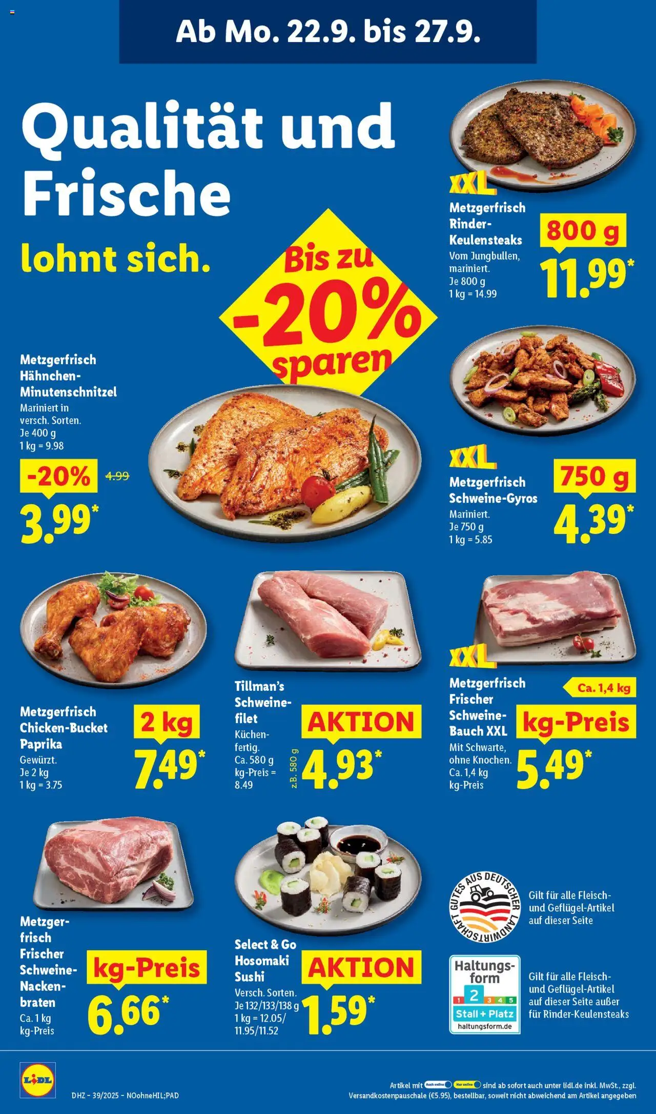 Lidl Prospekt Hohenkirchen – gültig ab 22.09.2025 | Seite: 12 | Produkte: Hahnchen, Paprika, Kuchen, Fleisch