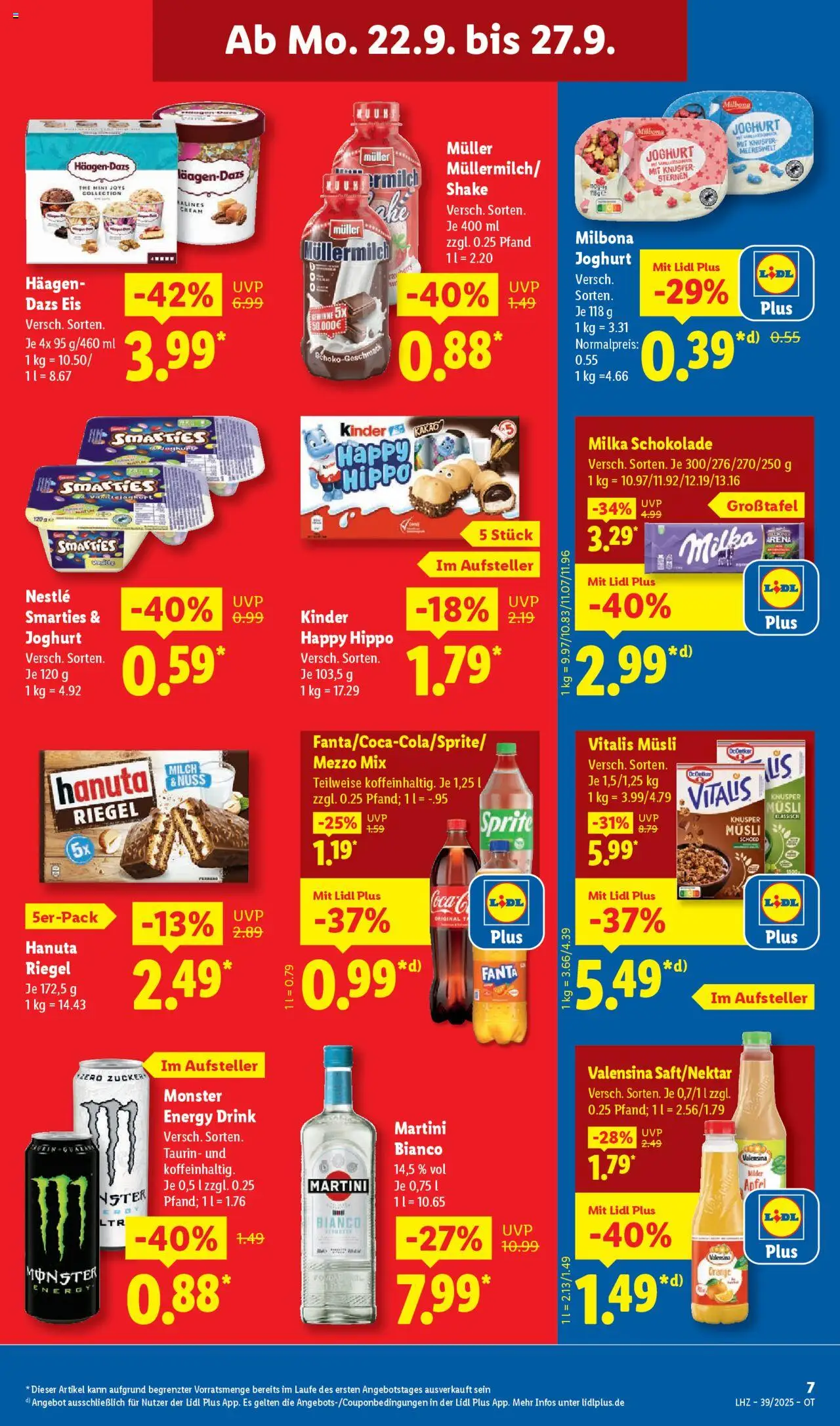 Lidl Prospekt Grimma – gültig ab 22.09.2025 | Seite: 15 | Produkte: Milch, Joghurt, Smarties, Haagen dazs