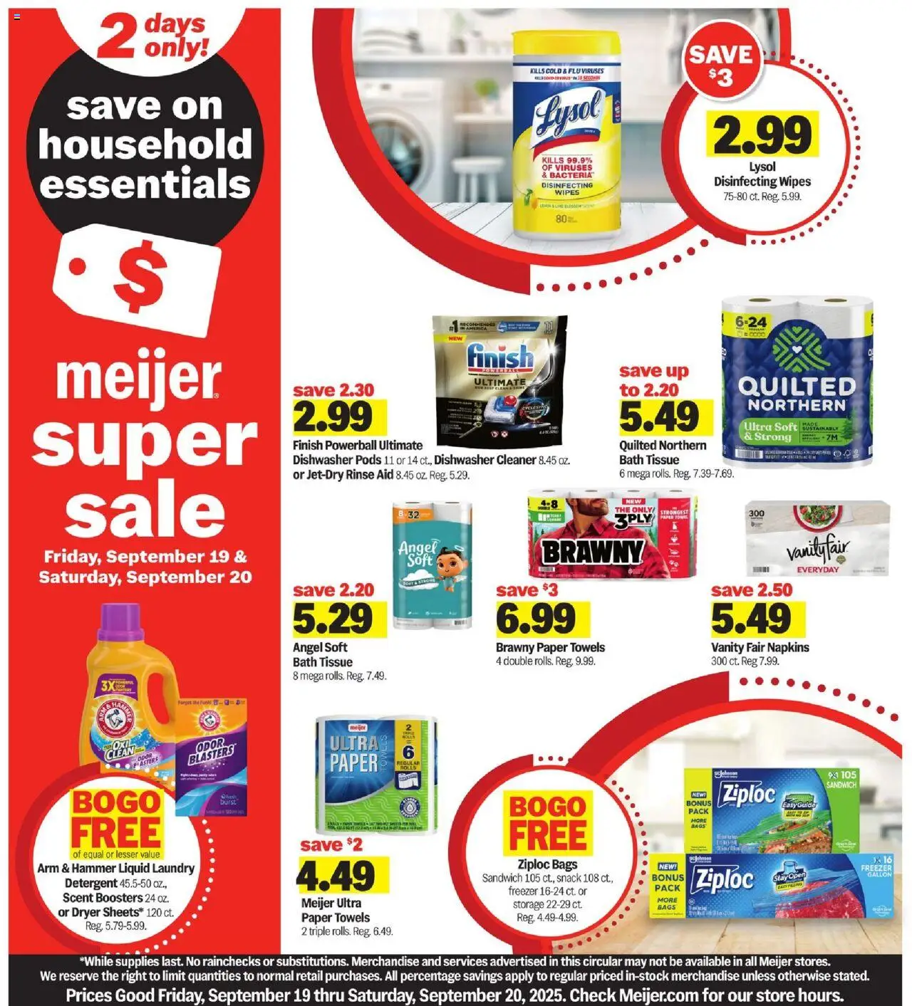 Meijer Weekly Ad - MI - valid from 17.09.2025 | Page: 2 | Products: Hammer, Detergent, Dishwasher cleaner, Dishwasher