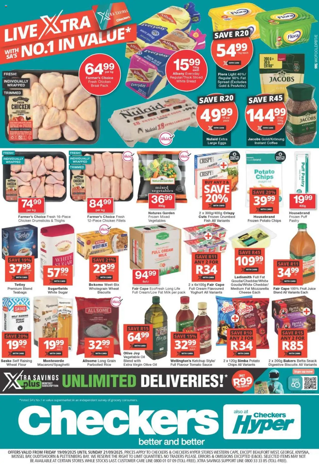 New Checkers catalogue – valid from 19.09.2025 | Page: 1 | Products: Cheese, Light, Vegetables, Sugar