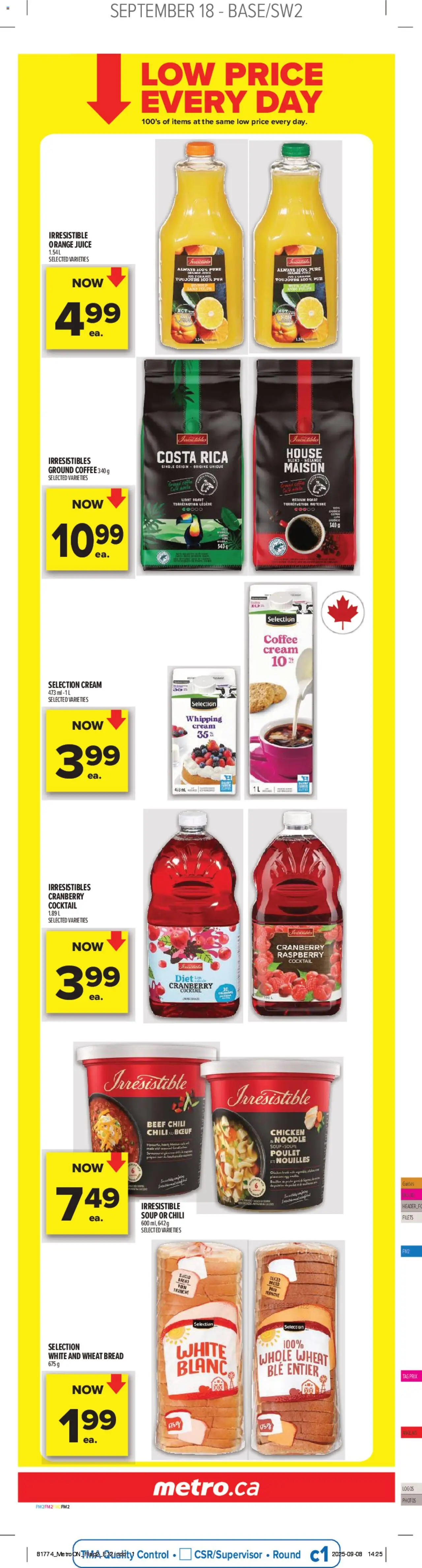 Metro flyer valid from 18.09.2025 | Page: 3 | Products: Cream, Bread, Juice, Chicken