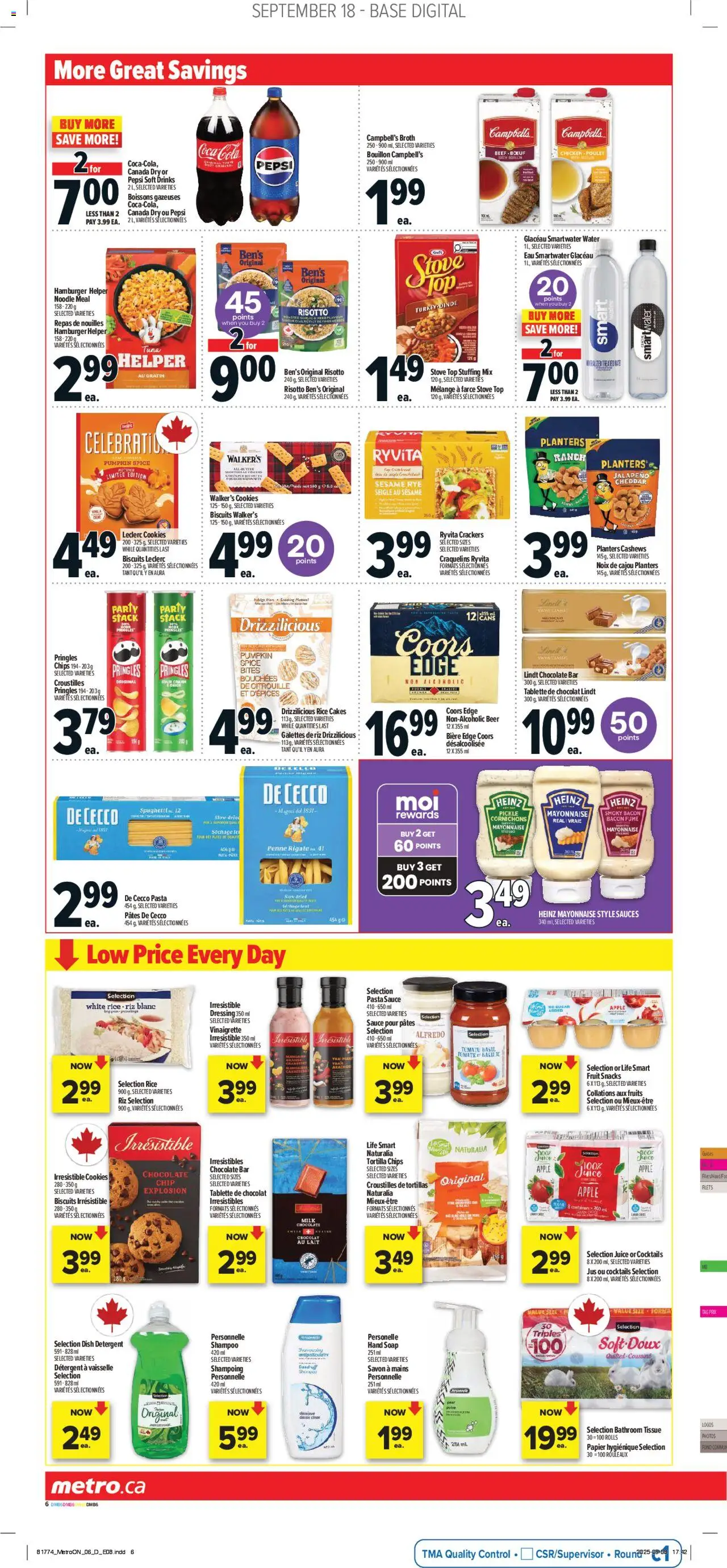 Metro flyer valid from 18.09.2025 | Page: 10 | Products: Pasta, Shampoo, Detergent, Juice