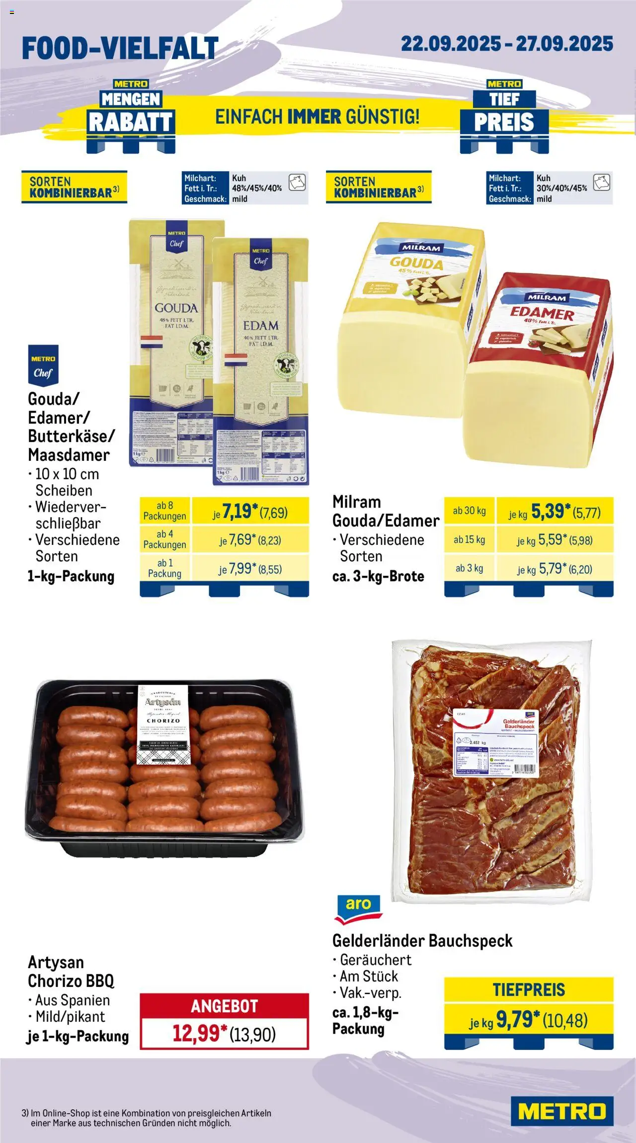 Metro Wochen-Angebote Gastro – gültig ab 22.09.2025 | Seite: 10 | Produkte: Gouda, Edamer, Milram