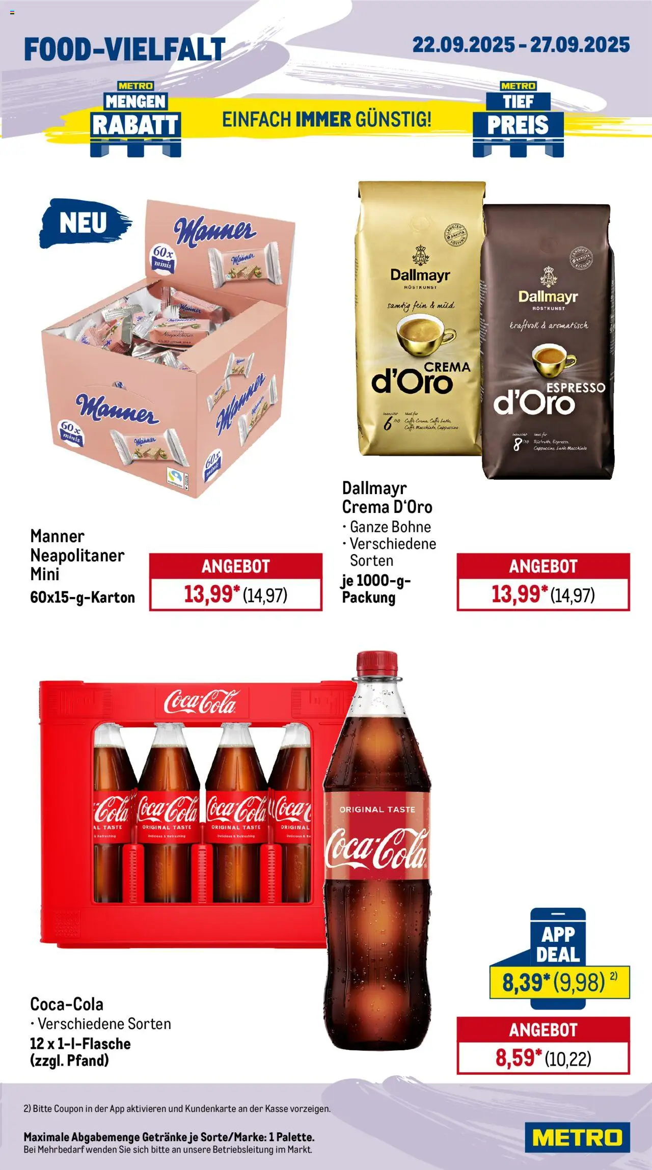 Metro Wochen-Angebote Gastro – gültig ab 22.09.2025 | Seite: 13 | Produkte: Cola, Dallmayr