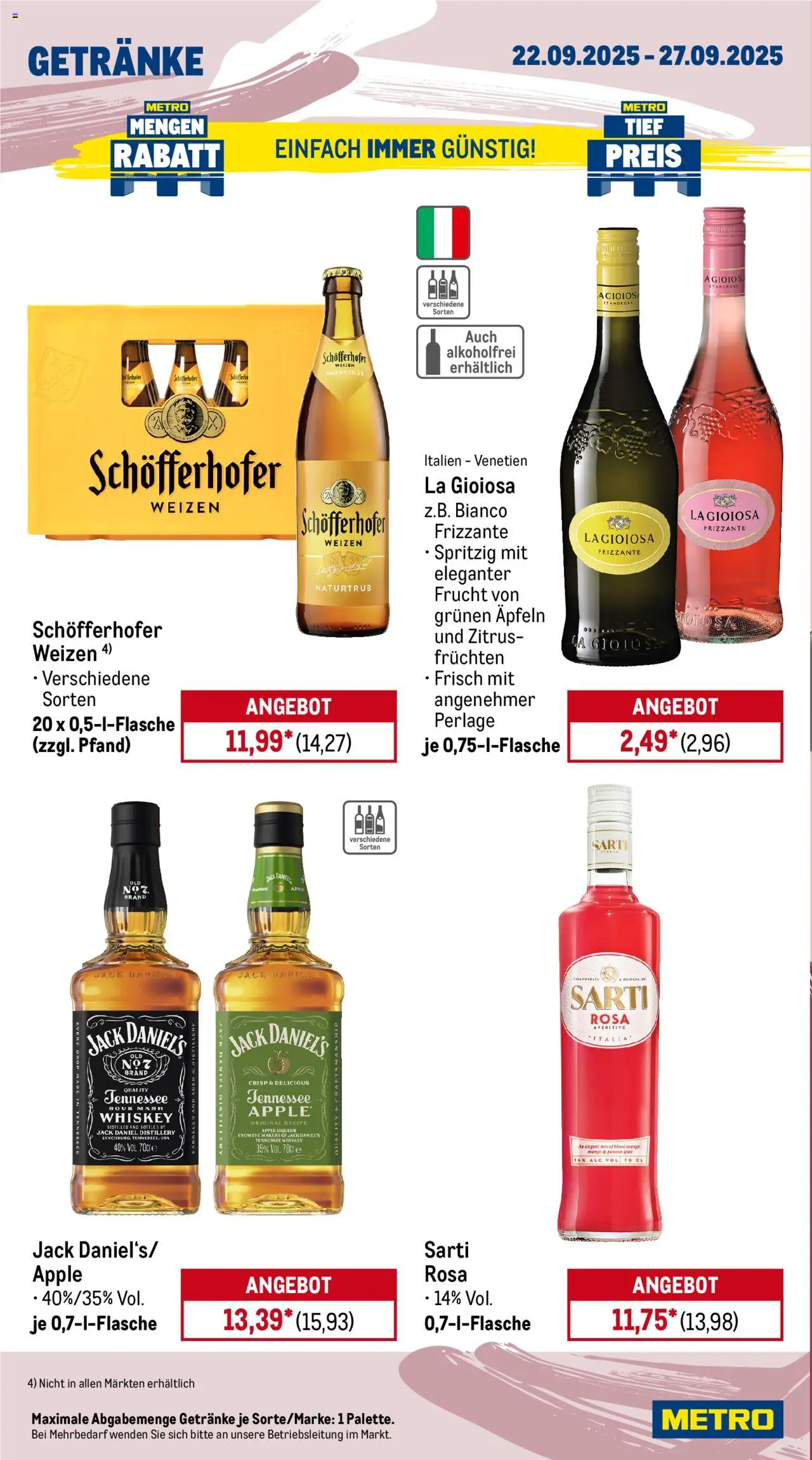 Metro Wochen-Angebote Gastro – gültig ab 22.09.2025 | Seite: 14 | Produkte: Jack Daniel's, Apple, Whiskey