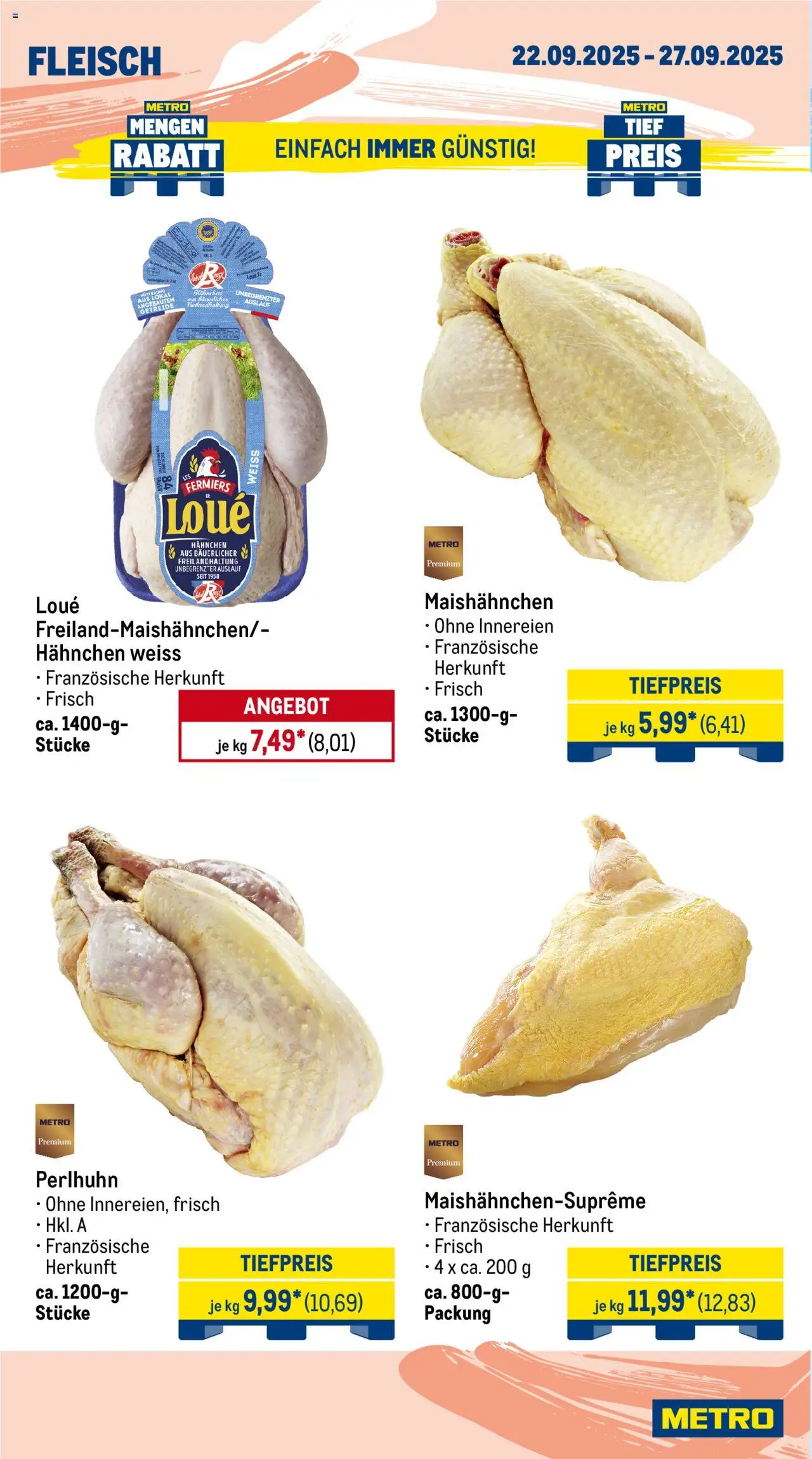 Metro Prospekt 	 – gültig ab 22.09.2025 | Seite: 4 | Produkte: Hahnchen, Getreide, Fleisch