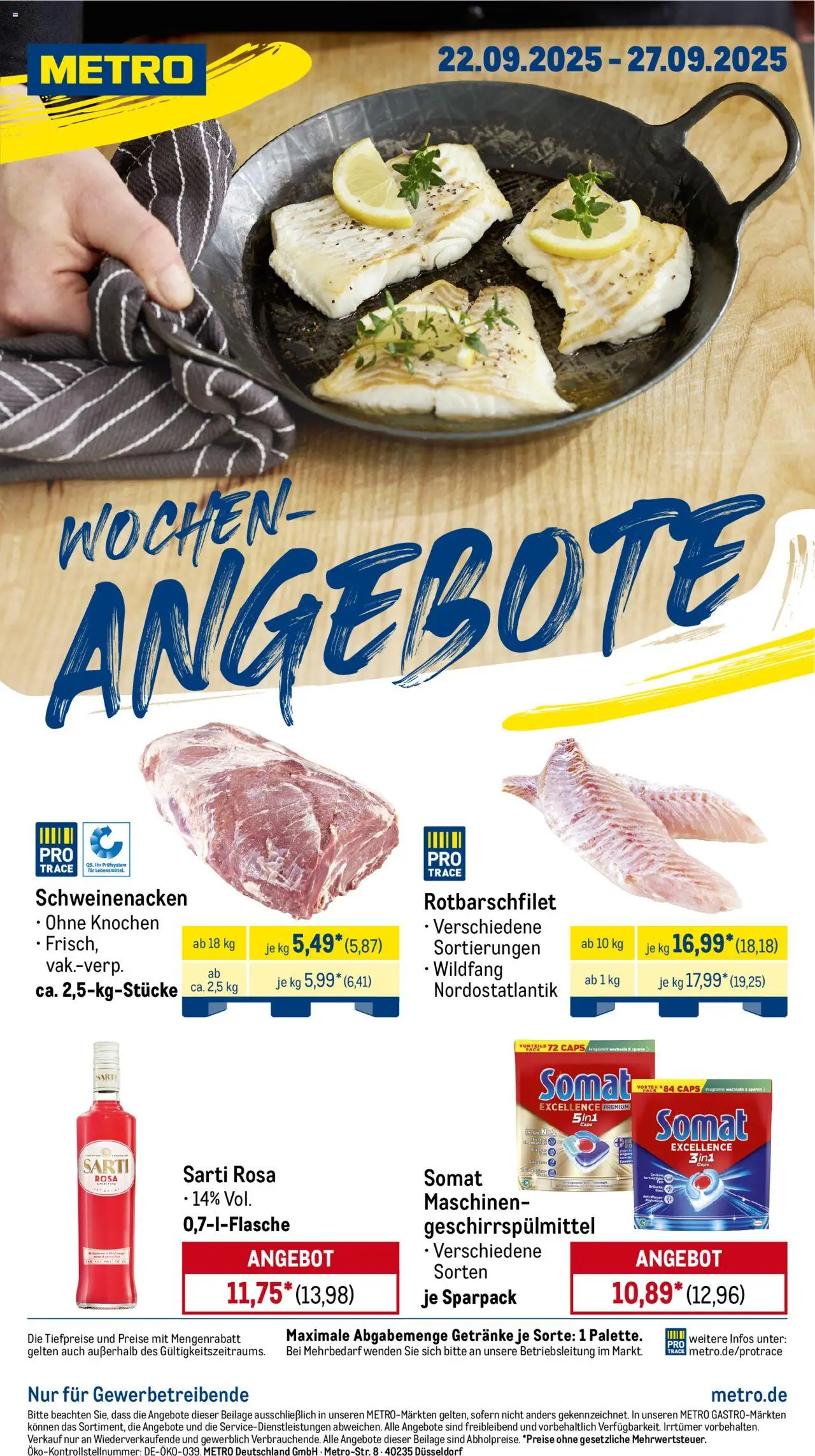 Metro Prospekt 	 – gültig ab 22.09.2025 | Seite: 1 | Produkte: Schweinenacken, Geschirrspülmittel