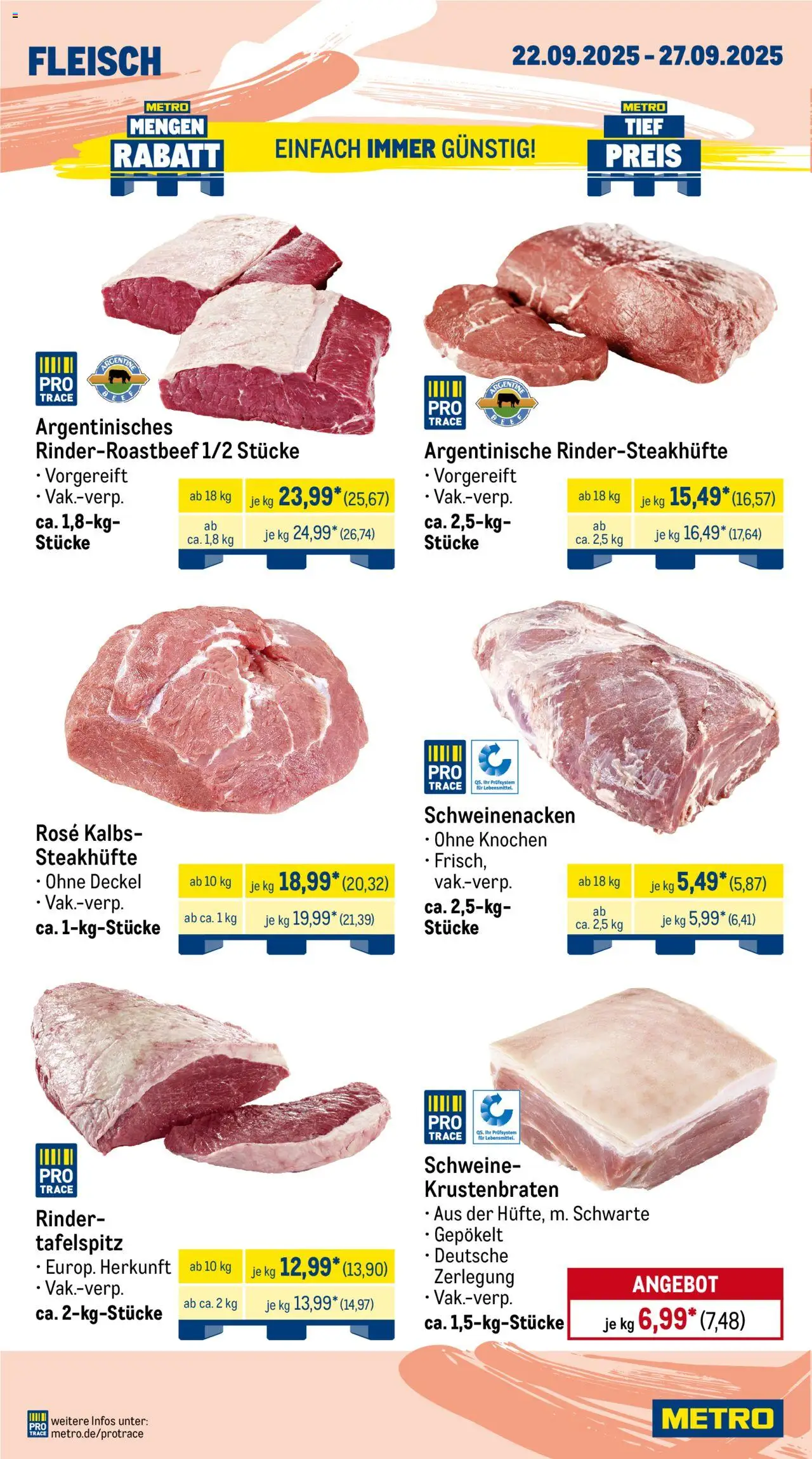 Metro Prospekt 	 – gültig ab 22.09.2025 | Seite: 2 | Produkte: Tafelspitz, Schweinenacken, Krustenbraten, Fleisch