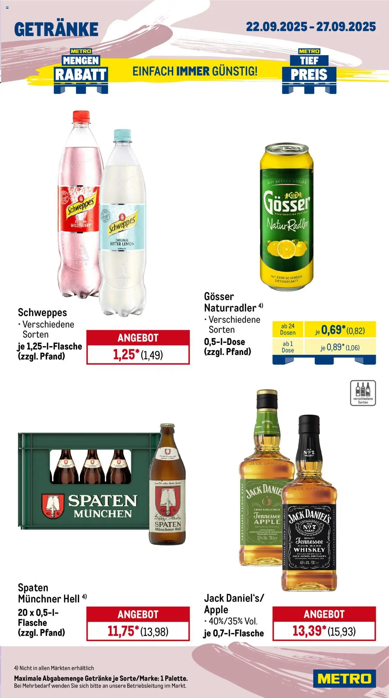 Metro Prospekt 	 – gültig ab 22.09.2025 | Seite: 13 | Produkte: Jack Daniel's, Schweppes, Apple, Whiskey