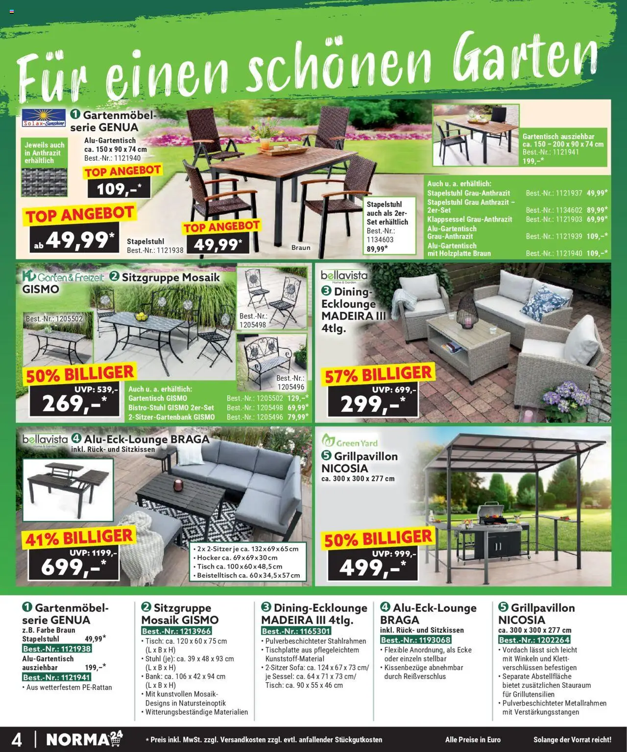 Norma Bestellmagazin September 2025 – gültig ab 01.09.2025 | Seite: 4 | Produkte: Hocker, Beistelltisch, Sofa, Stuhl