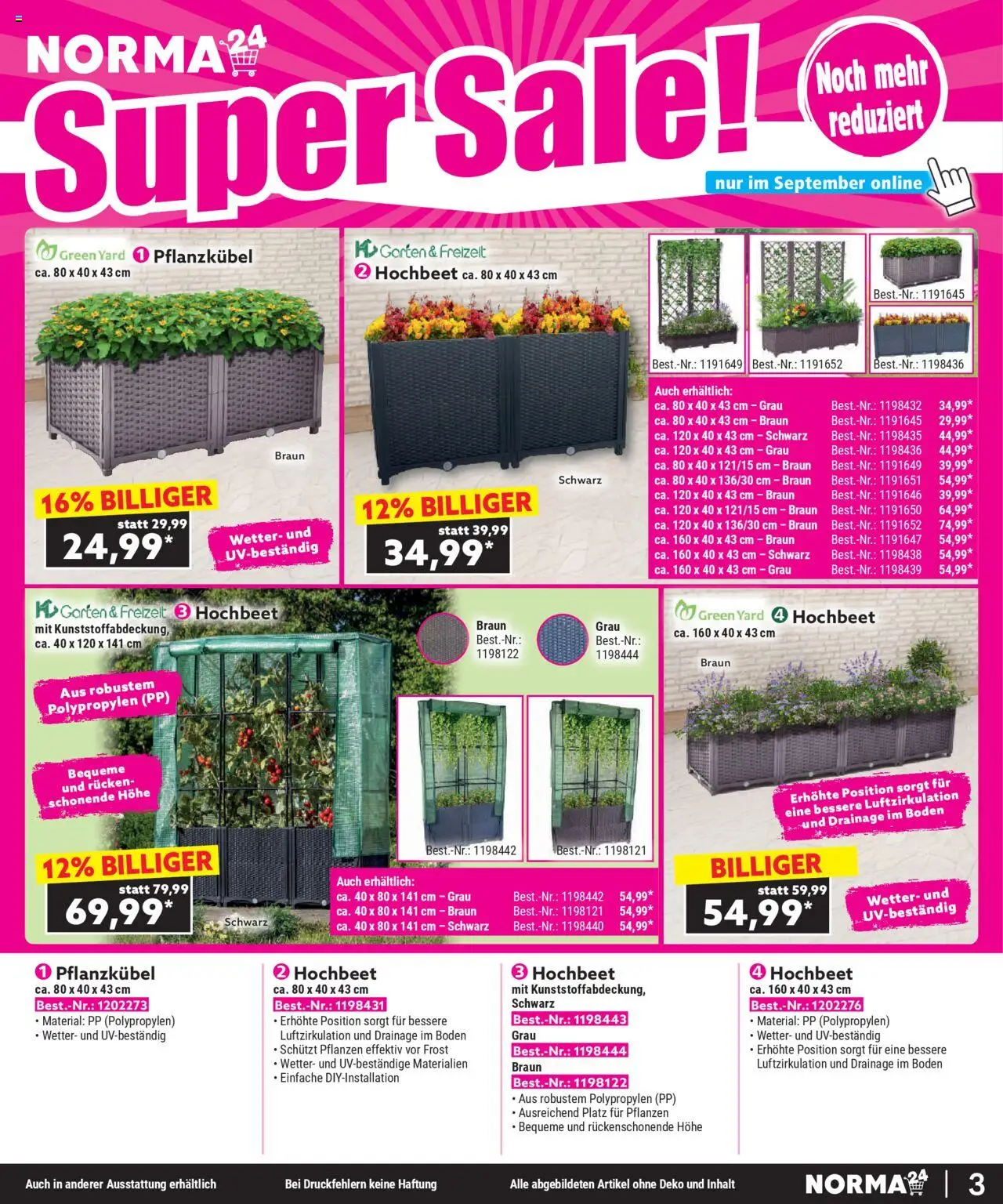 Norma Bestellmagazin September 2025 – gültig ab 01.09.2025 | Seite: 3 | Produkte: Hochbeet