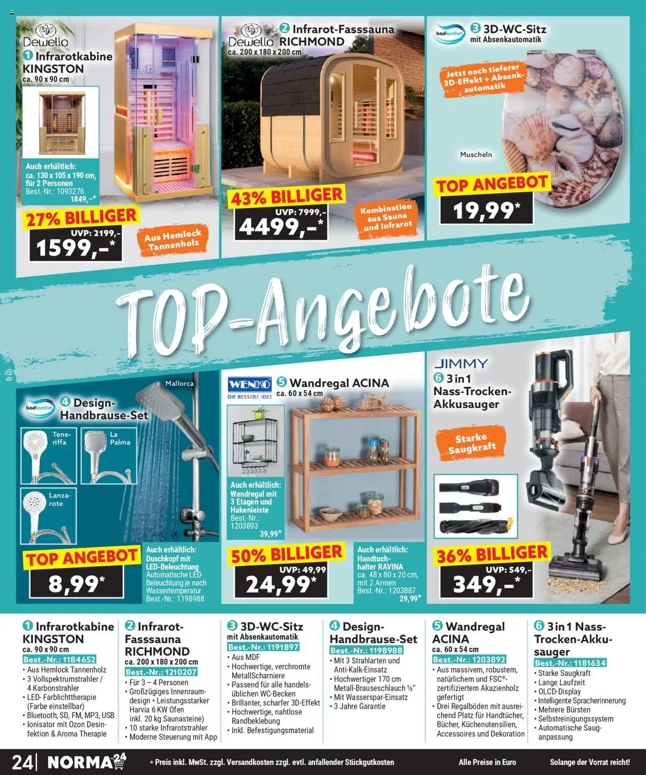 Norma Bestellmagazin September 2025 – gültig ab 01.09.2025 | Seite: 24 | Produkte: Top, USB, Ofen, Wandregal
