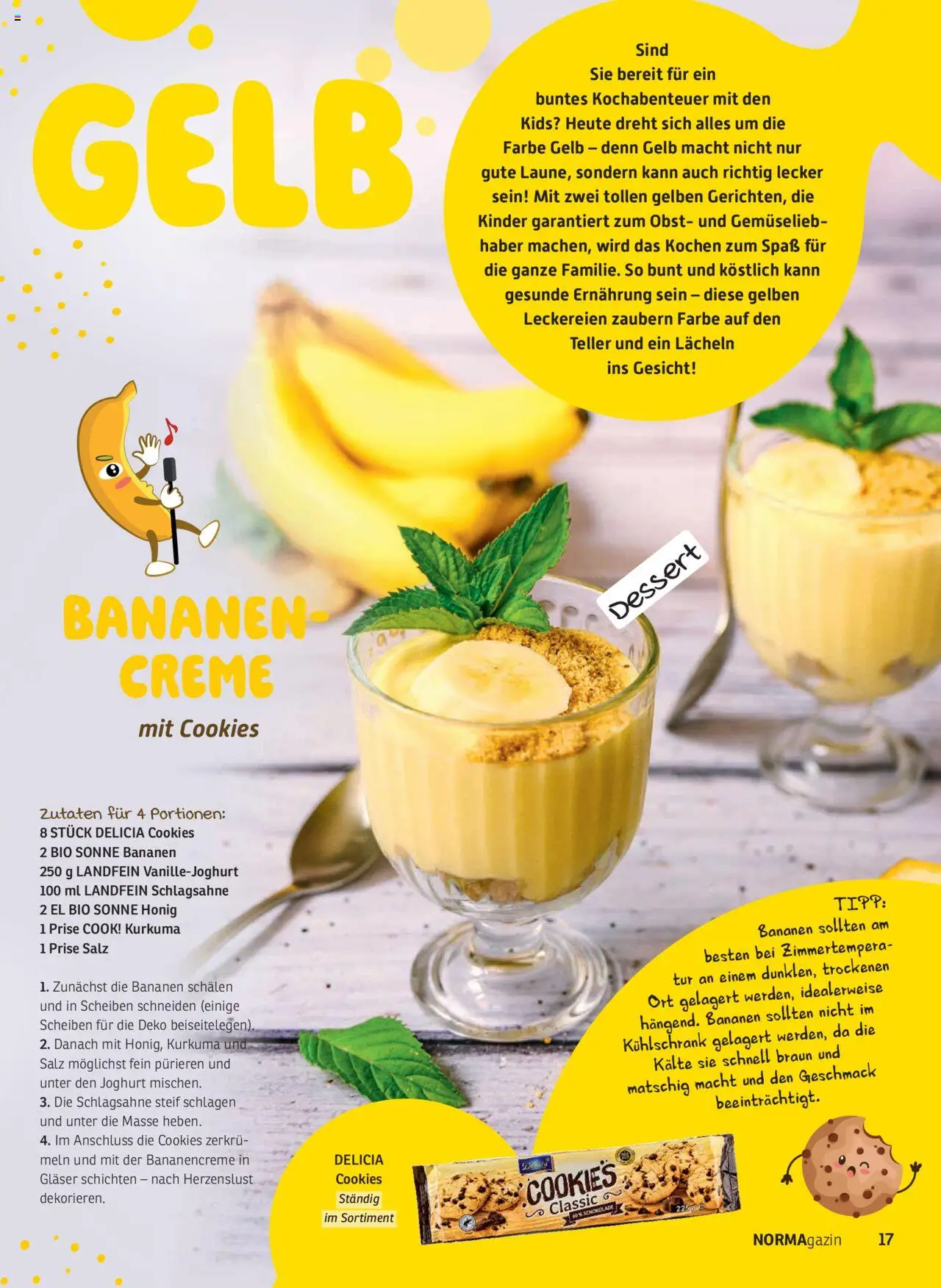 Norma NORMAgazin September/Oktober 2025 – gültig ab 01.09.2025 | Seite: 17 | Produkte: Schlagsahne, Joghurt, Kühlschrank, Bananen