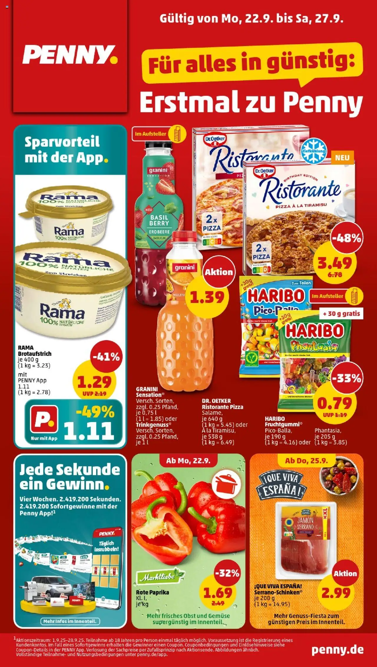 Penny - Nordrhein - Westfalen – gültig ab 22.09.2025 | Seite: 1 | Produkte: Ristorante, Gemüse, Paprika, Obst