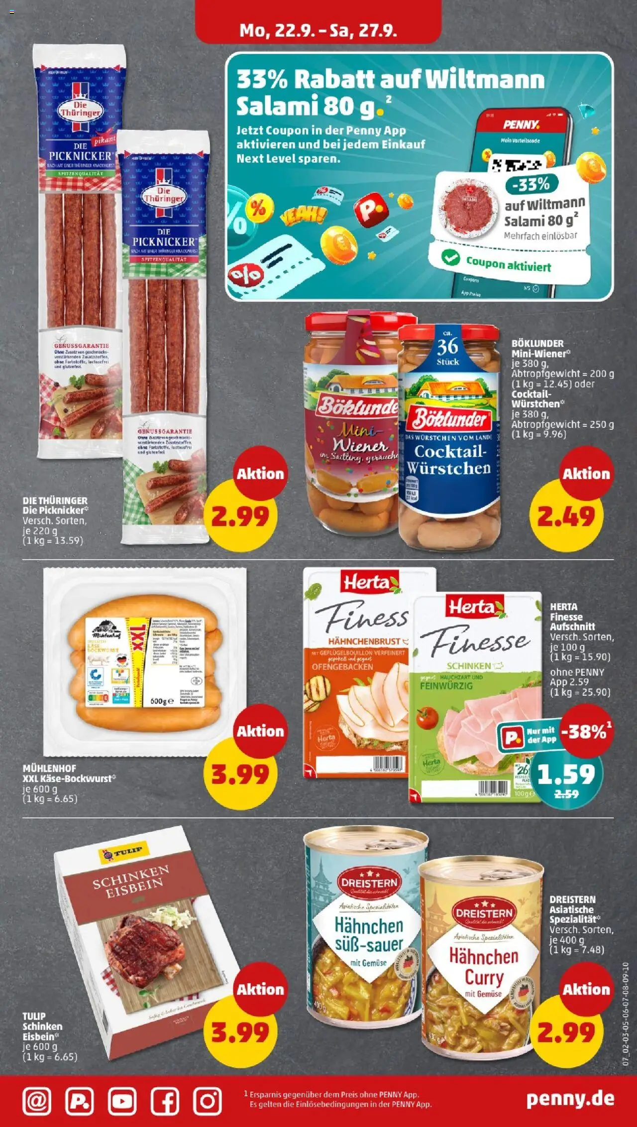Penny - Nordrhein - Westfalen – gültig ab 22.09.2025 | Seite: 9 | Produkte: Hahnchen, Gemüse, Schinken, Herta finesse