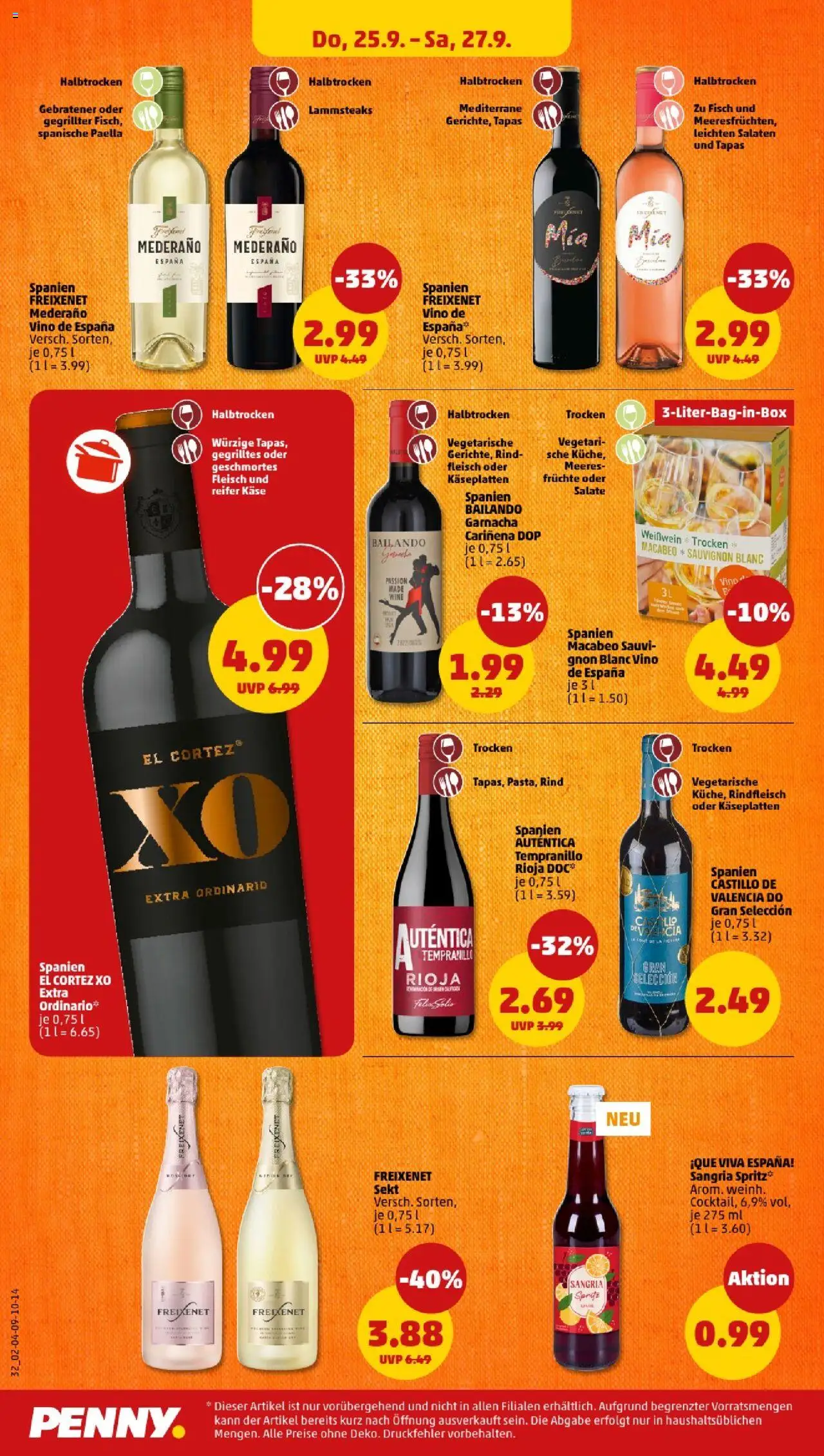 Penny - Nordrhein - Westfalen – gültig ab 22.09.2025 | Seite: 34 | Produkte: Freixenet, Freixenet mederano, Fisch, Rindfleisch