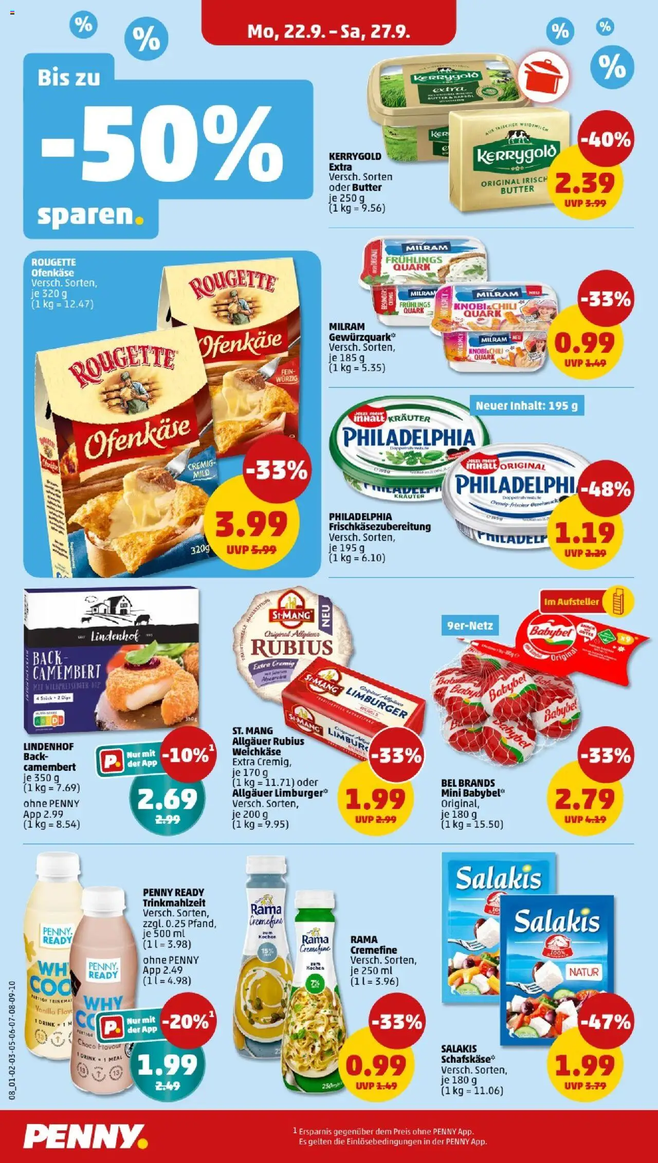 Penny - Niedersachsen  – gültig ab 22.09.2025 | Seite: 10 | Produkte: Butter, Philadelphia, Rama cremefine, Milram