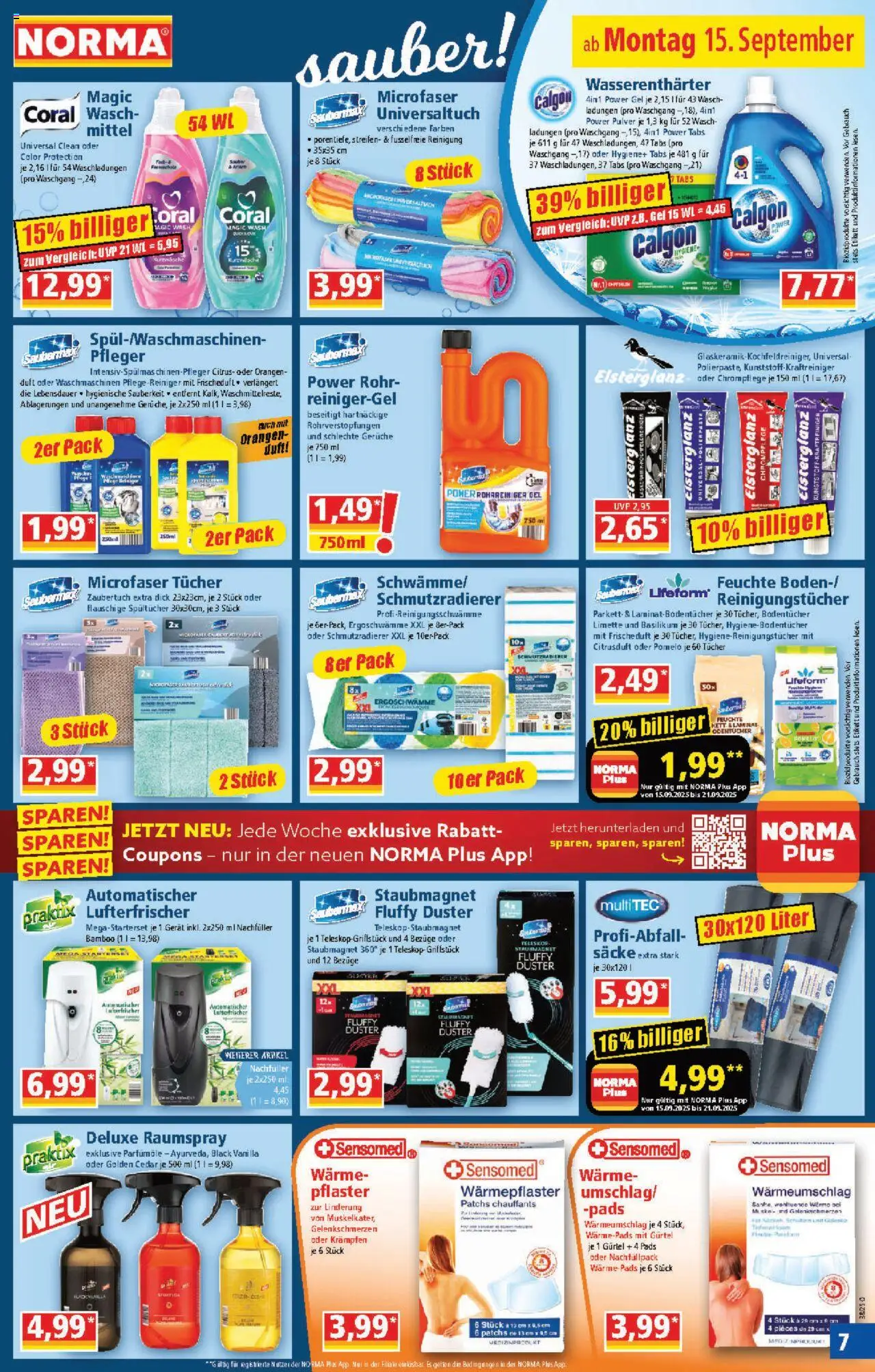 Norma Prospekt 	 – gültig ab 15.09.2025 | Seite: 7 | Produkte: Coral, Duft, Reinigungstücher, Gürtel