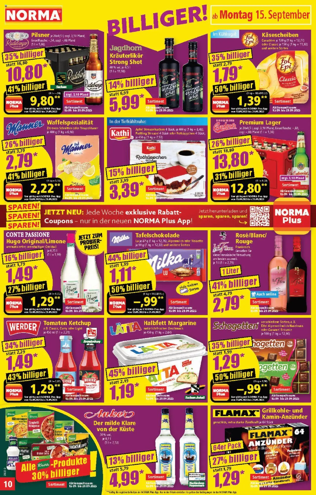 Norma Prospekt 	 – gültig ab 15.09.2025 | Seite: 10 | Produkte: Margarine, Kamin, Pudding, Rotkäppchen