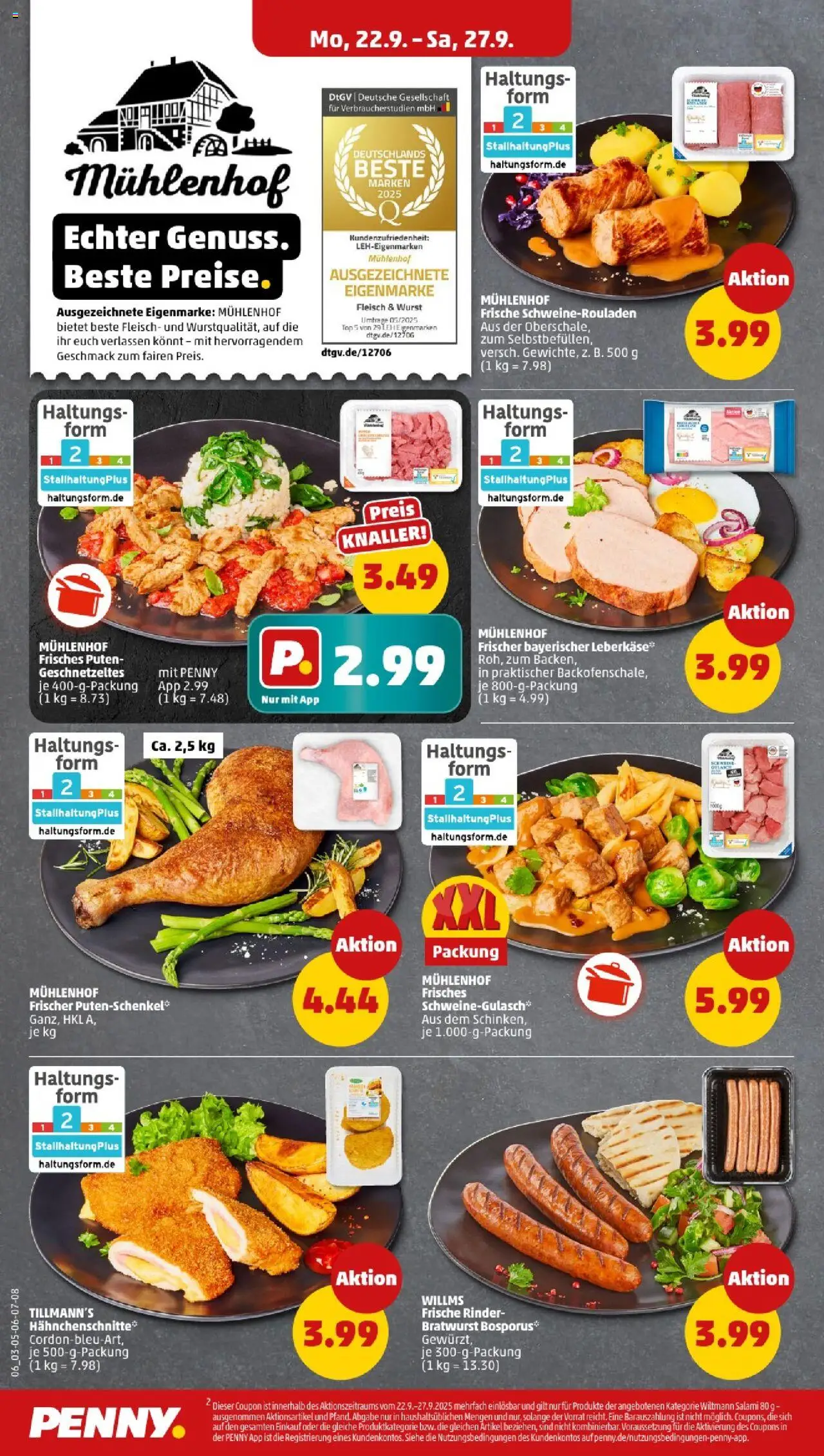 Penny - Saarland  – gültig ab 22.09.2025 | Seite: 8 | Produkte: Top, Bratwurst, Fleisch, Leberkase