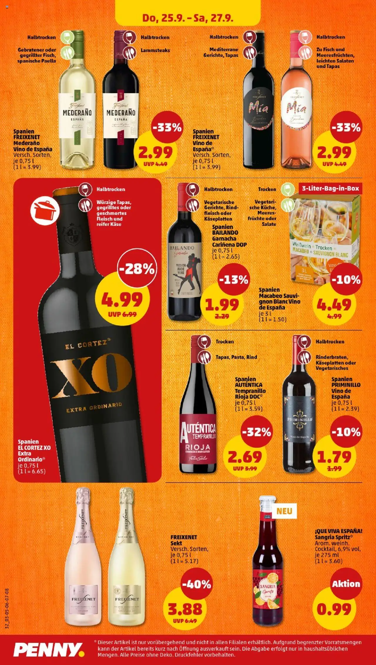 Penny - Saarland  – gültig ab 22.09.2025 | Seite: 34 | Produkte: Freixenet, Weißwein, Freixenet mederano, Fleisch