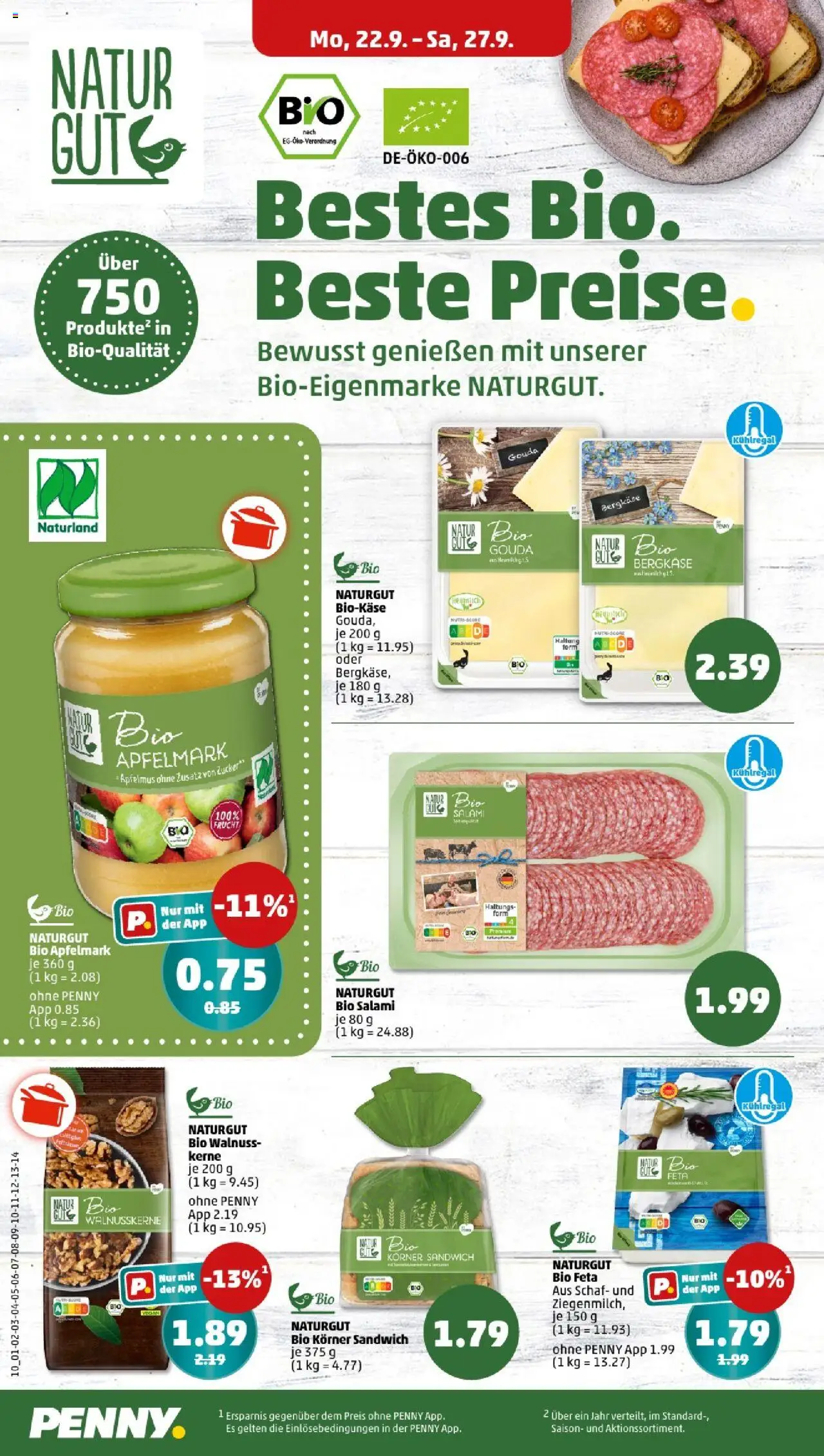 Penny - Bayern  – gültig ab 22.09.2025 | Seite: 12 | Produkte: Feta, Gouda, Zucker, Salami
