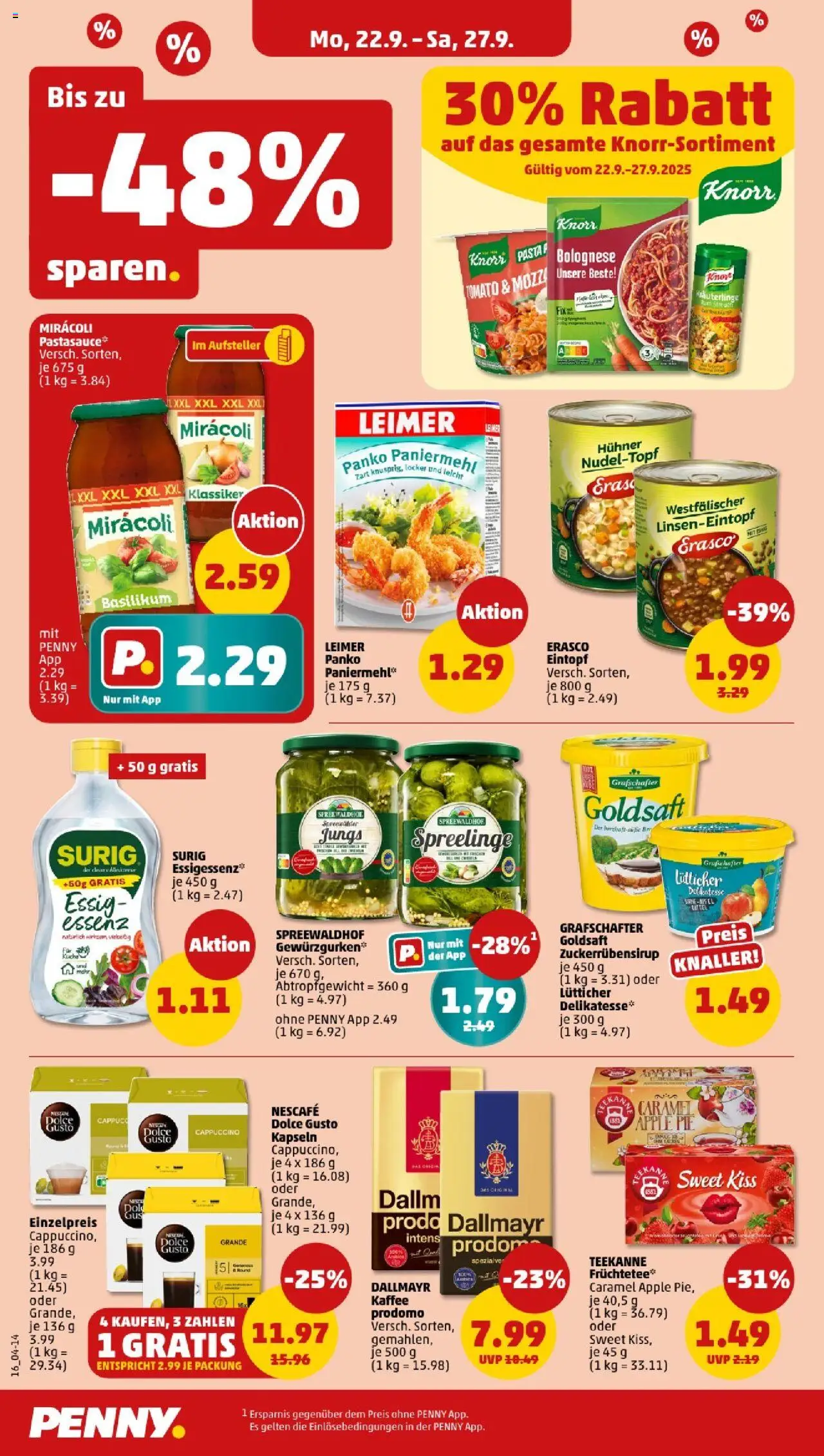 Penny - Bayern  – gültig ab 22.09.2025 | Seite: 18 | Produkte: Nescafe, Kaffee, Teekanne, Erasco
