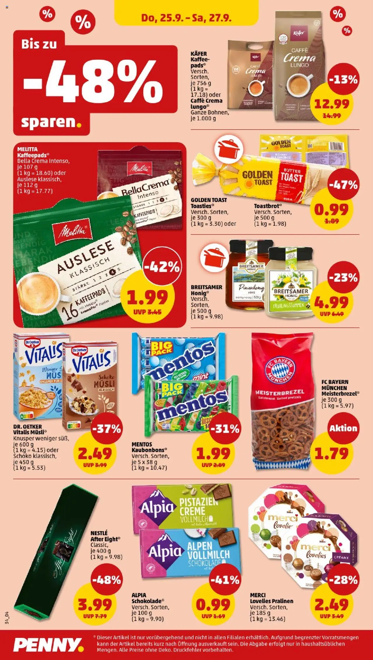 Penny - Bayern  – gültig ab 22.09.2025 | Seite: 36 | Produkte: Butter, Kaffee, Toastbrot, Pistazien