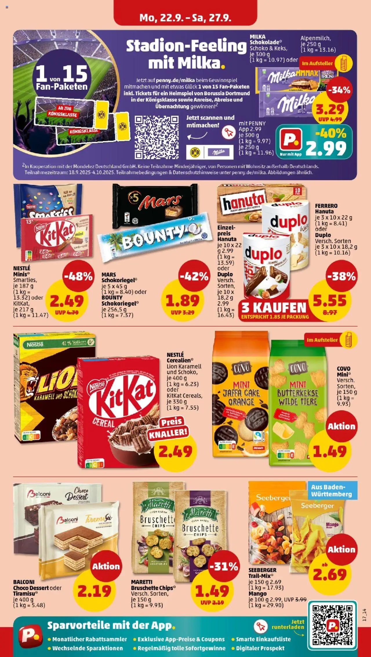 Penny - Baden-Württemberg – gültig ab 22.09.2025 | Seite: 19 | Produkte: Mars, Butterkekse, Mango, Chips