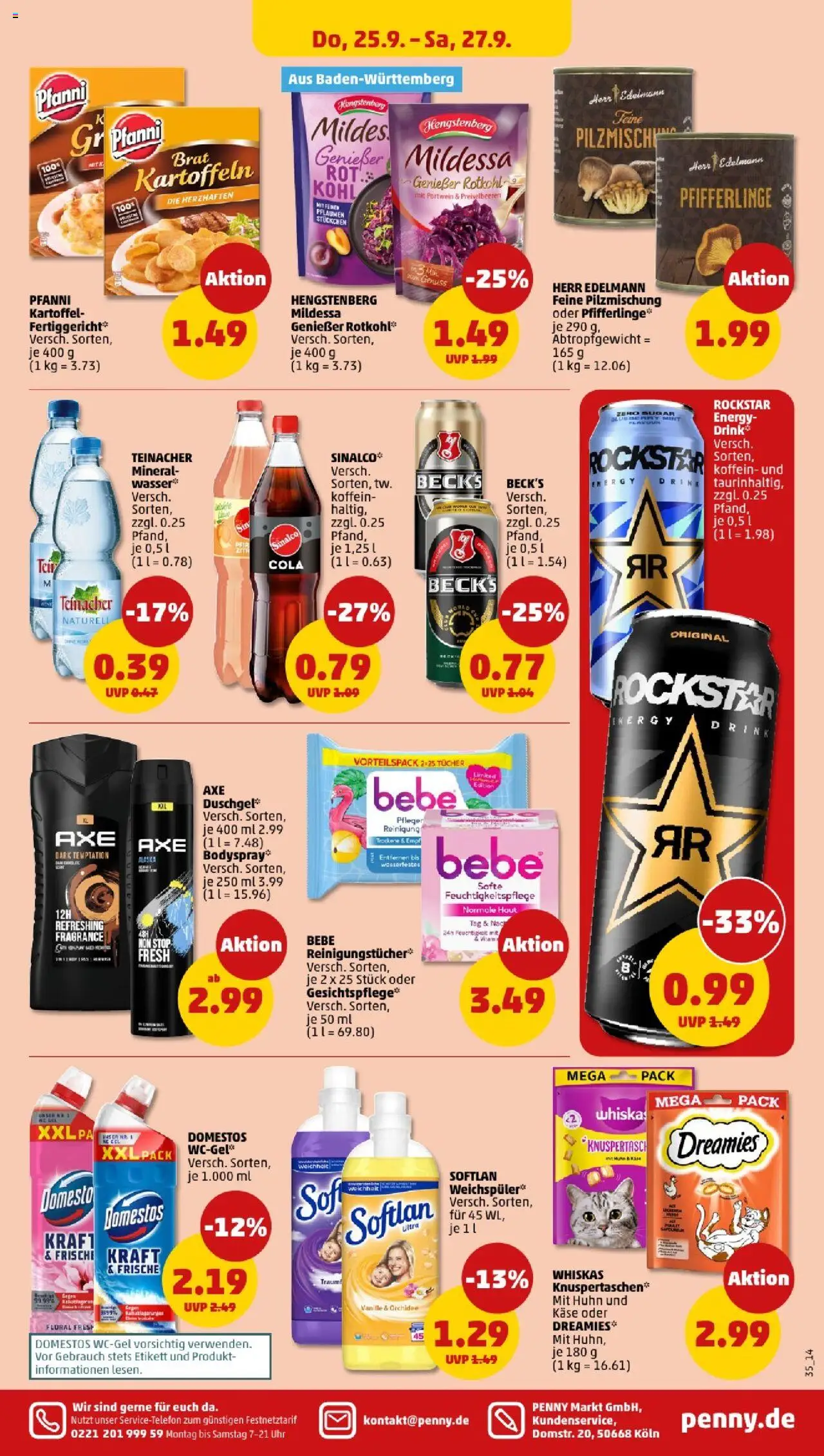 Penny - Baden-Württemberg – gültig ab 22.09.2025 | Seite: 37 | Produkte: Sinalco, Weichspüler, Pfifferlinge, Whiskas