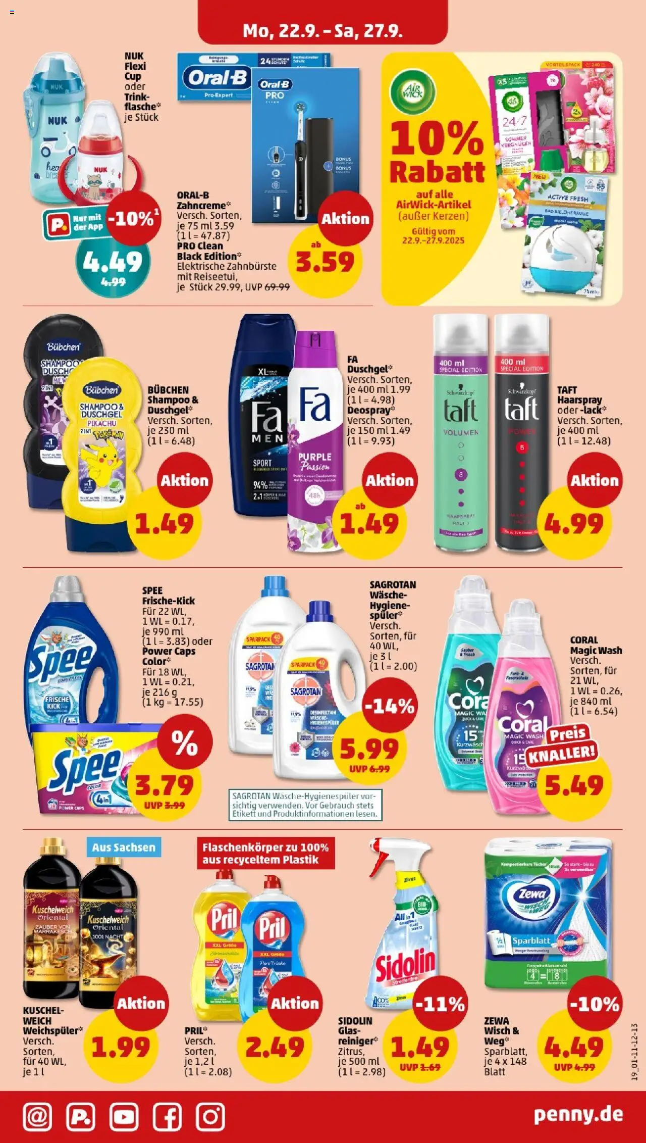 Penny - Thüringen – gültig ab 22.09.2025 | Seite: 21 | Produkte: Kuschelweich, Shampoo, Duschgel, Pril