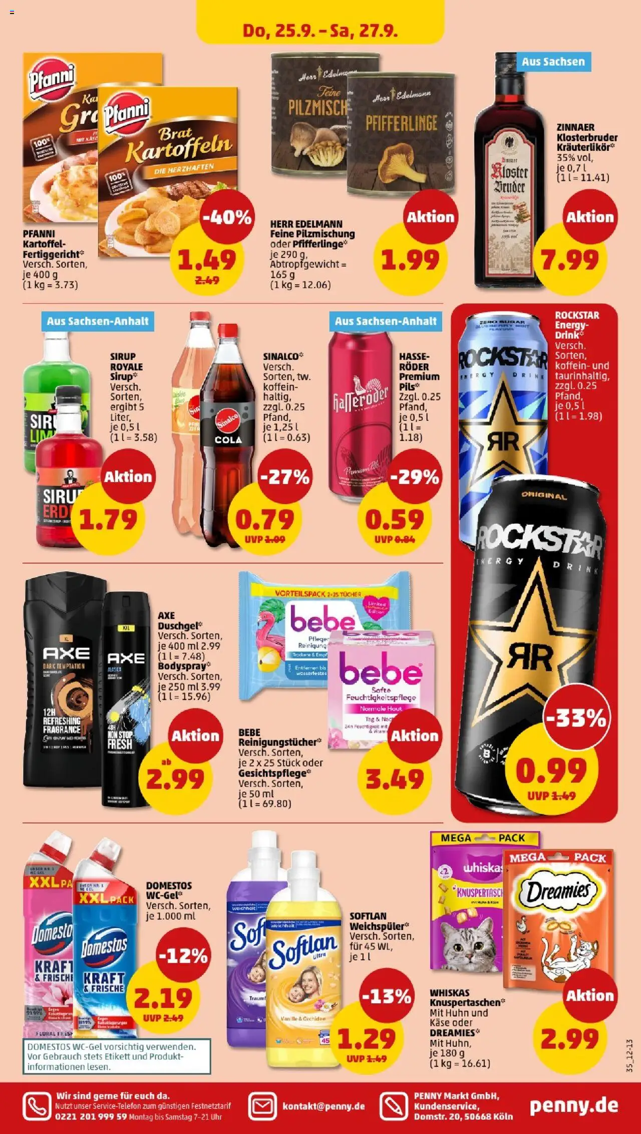 Penny - Sachsen  – gültig ab 22.09.2025 | Seite: 37 | Produkte: Cola, Pils, Reinigungstücher, Whiskas