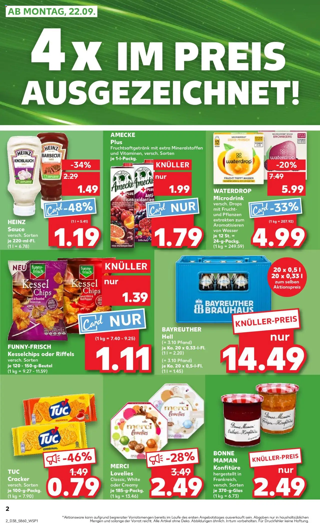 Kaufland prospekt Stuttgart	 – gültig ab 21.09.2025 | Seite: 2 | Produkte: Bayreuther hell, Merci, Paprika, Pfirsich