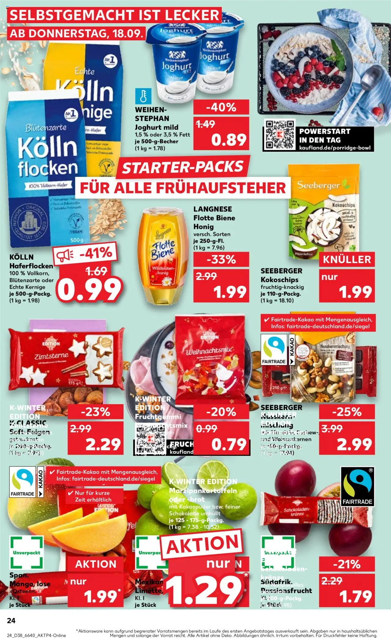 Kaufland prospekt Stuttgart	 – gültig ab 21.09.2025 | Seite: 24 | Produkte: Langnese, Kolln haferflocken, Schokolade, Limette