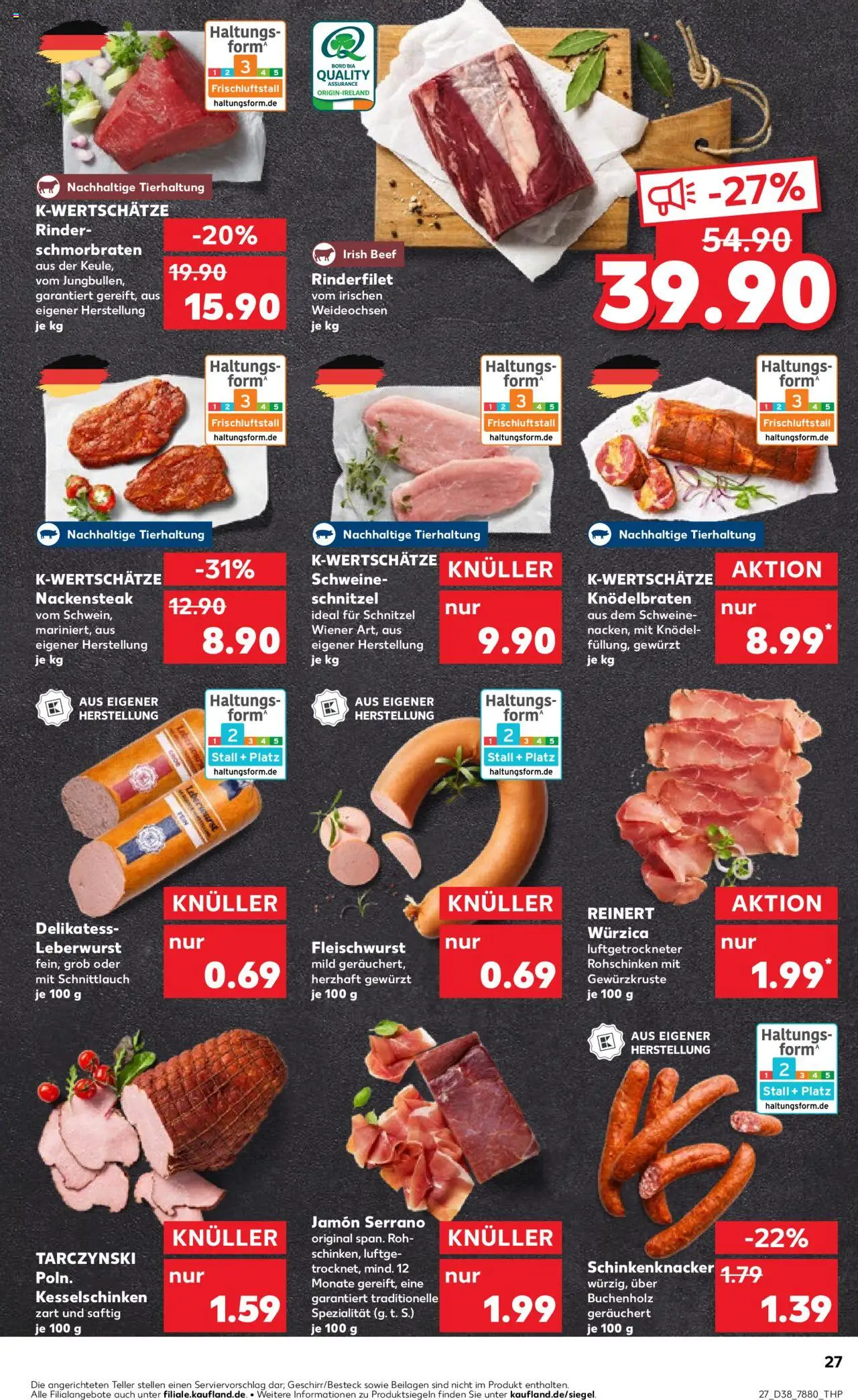 Kaufland prospekt Hamburg	 – gültig ab 21.09.2025 | Seite: 27 | Produkte: Rinderfilet, Schnitzel