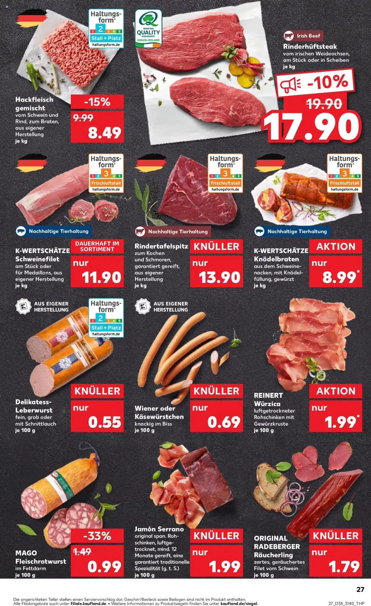 Kaufland prospekt Leipzig	 – gültig ab 21.09.2025 | Seite: 27 | Produkte: Schweinefilet, Steak, Hackfleisch