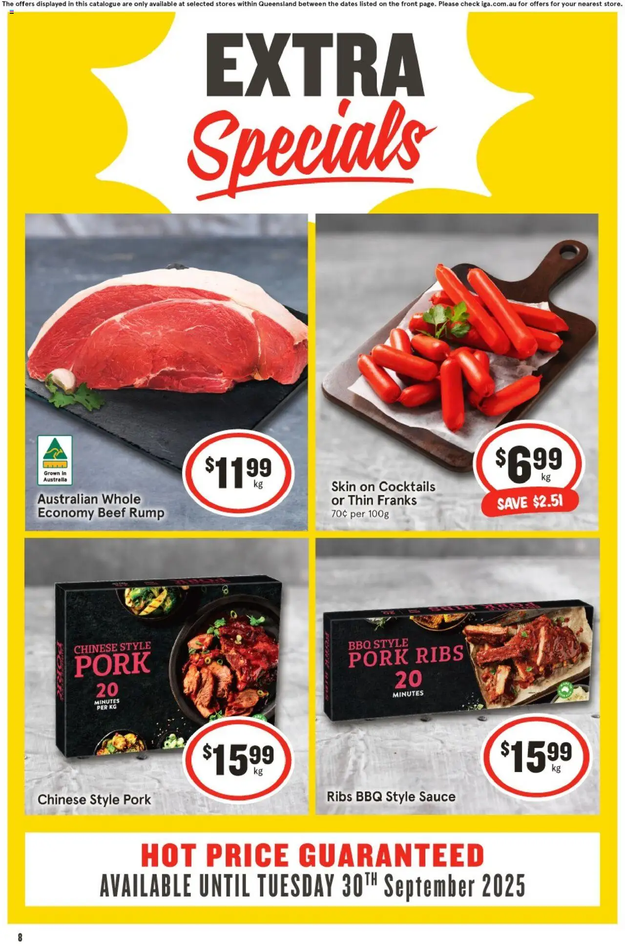 IGA catalogue - valid from 03.09.2025 | Page: 3 | Products: Pork, Beef, Sauce